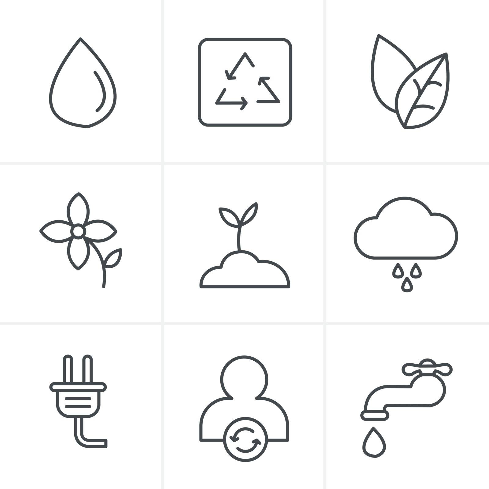 Line Icons Style Eco icons by iconmama