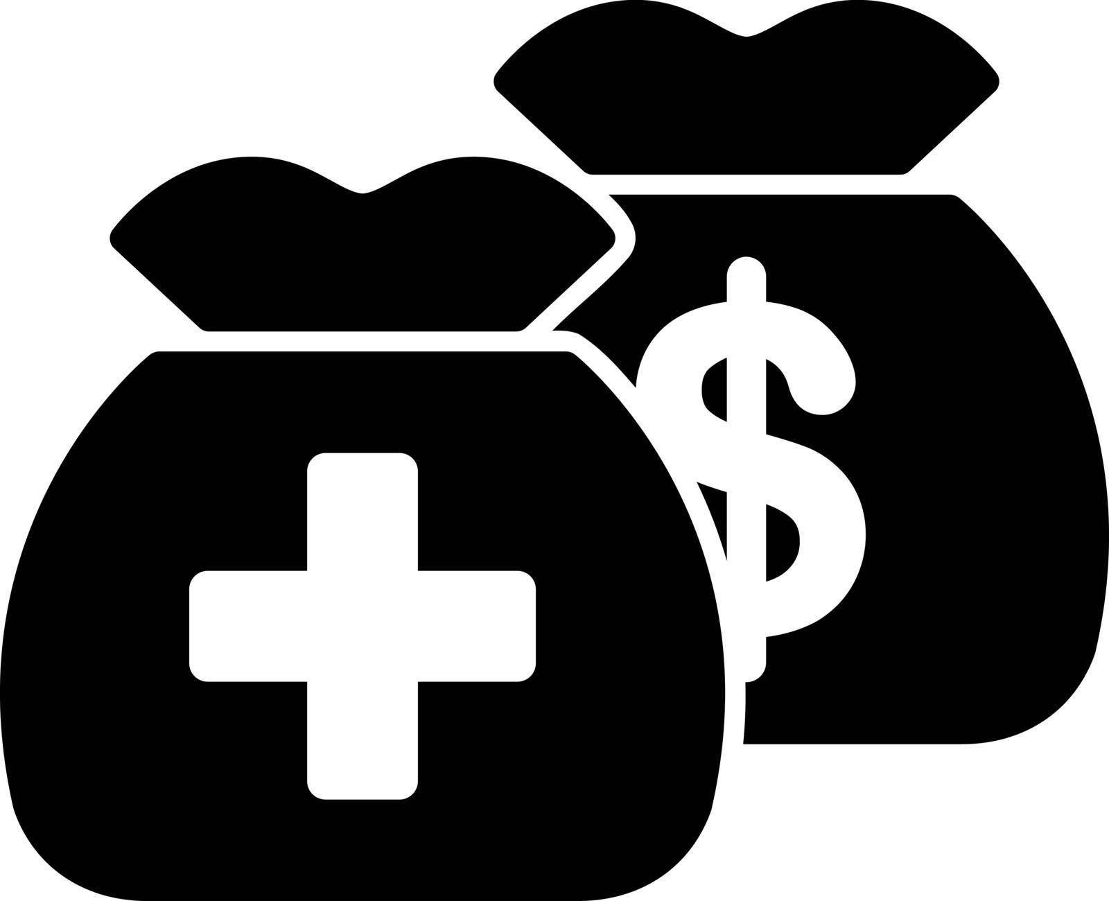 Health Care Funds vector icon. Style is flat symbol, black color, rounded angles, white background.
