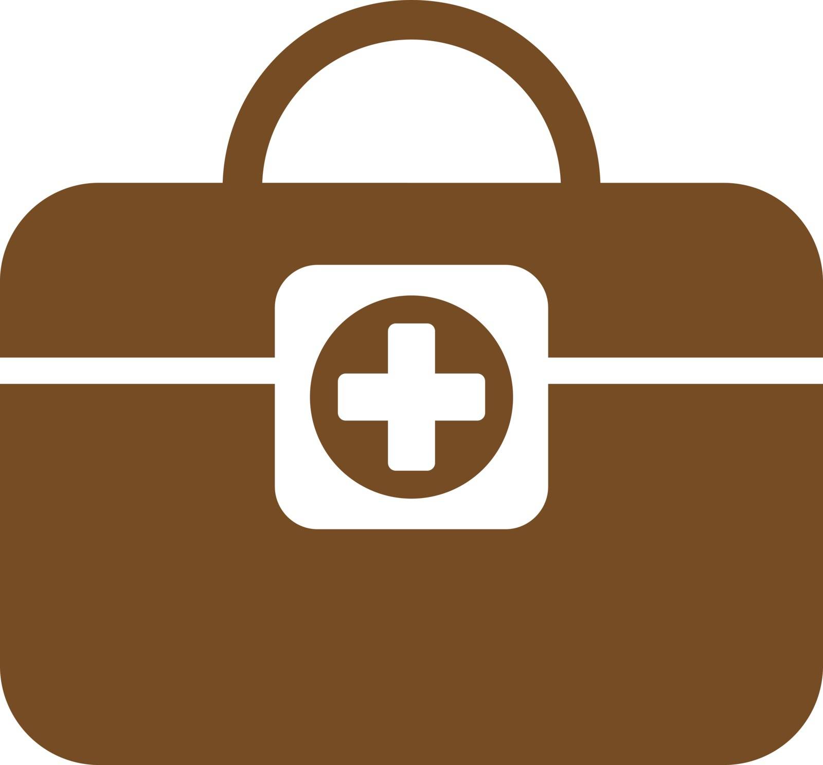 Medic Case vector icon. Style is flat symbol, brown color, rounded angles, white background.