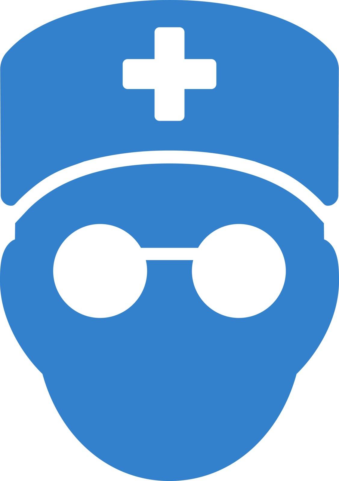 Medic Head vector icon. Style is flat symbol, cobalt color, rounded angles, white background.
