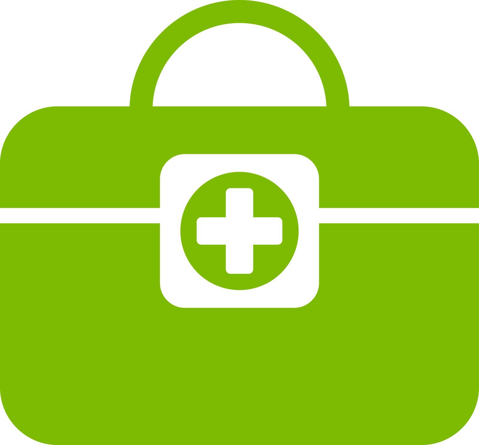 Medic Case vector icon. Style is flat symbol, eco green color, rounded angles, white background.