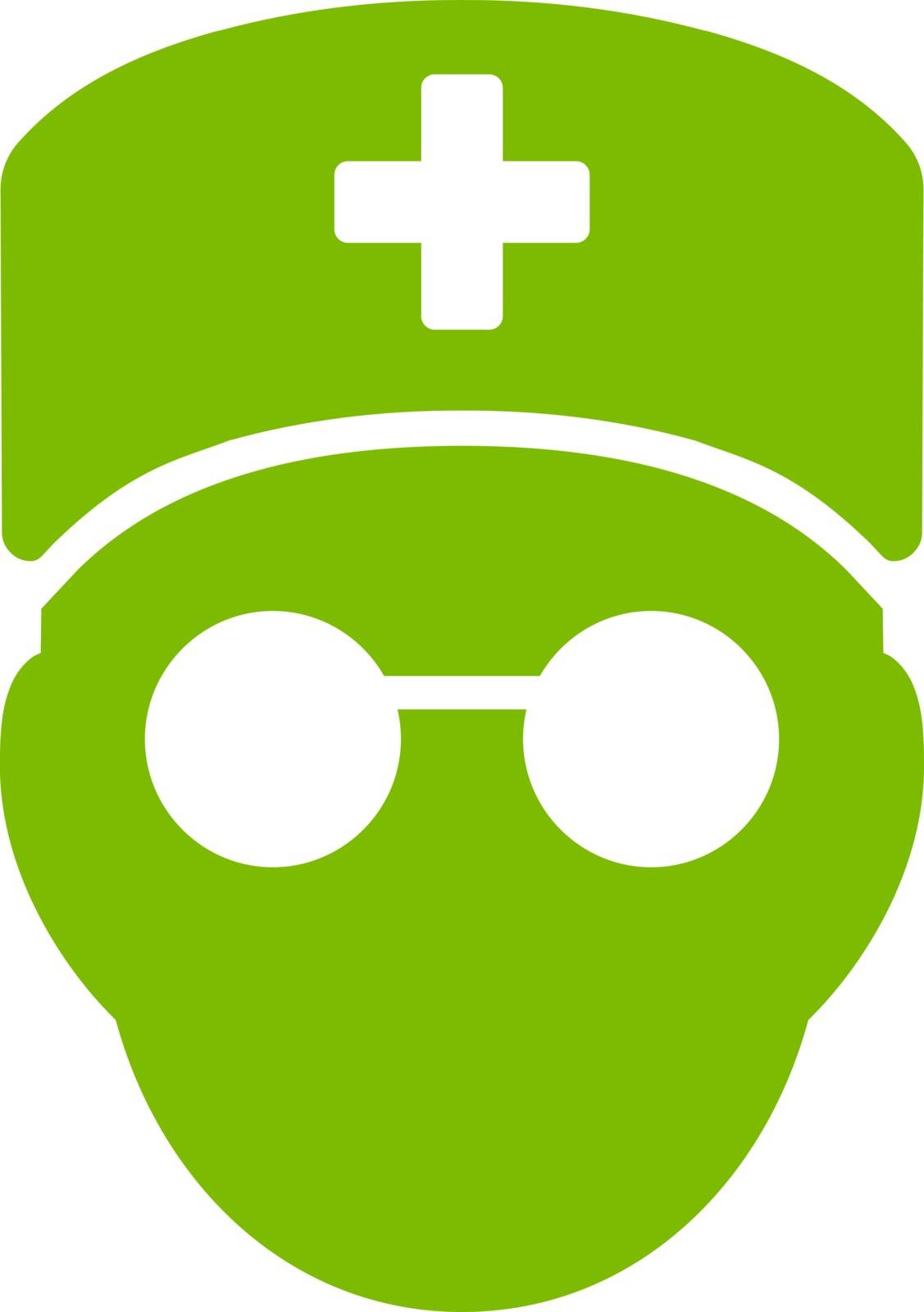 Medic Head vector icon. Style is flat symbol, eco green color, rounded angles, white background.