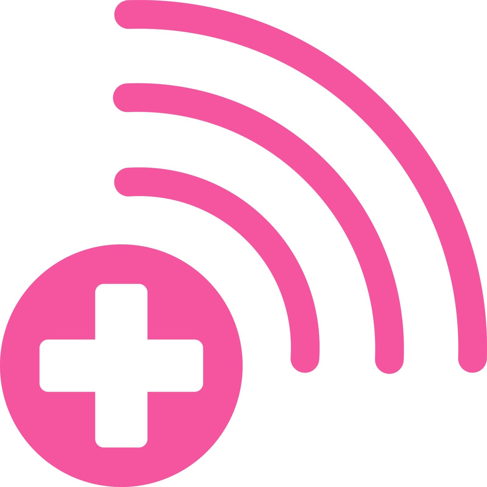 Medical Source vector icon. Style is flat symbol, pink color, rounded angles, white background.