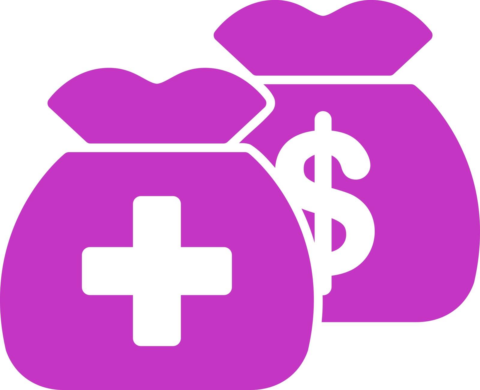 Health Care Funds vector icon. Style is flat symbol, violet color, rounded angles, white background.