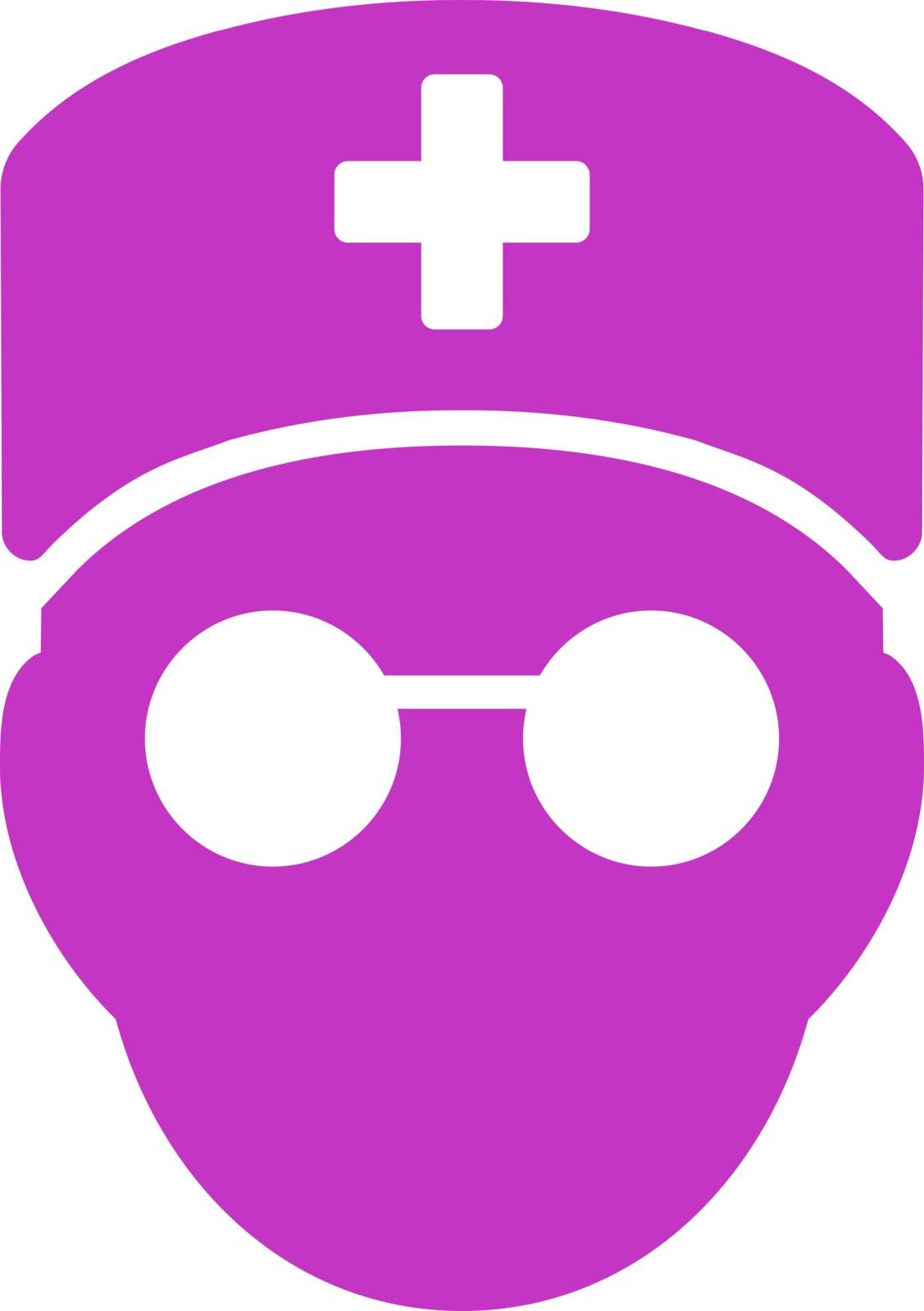 Medic Head vector icon. Style is flat symbol, violet color, rounded angles, white background.