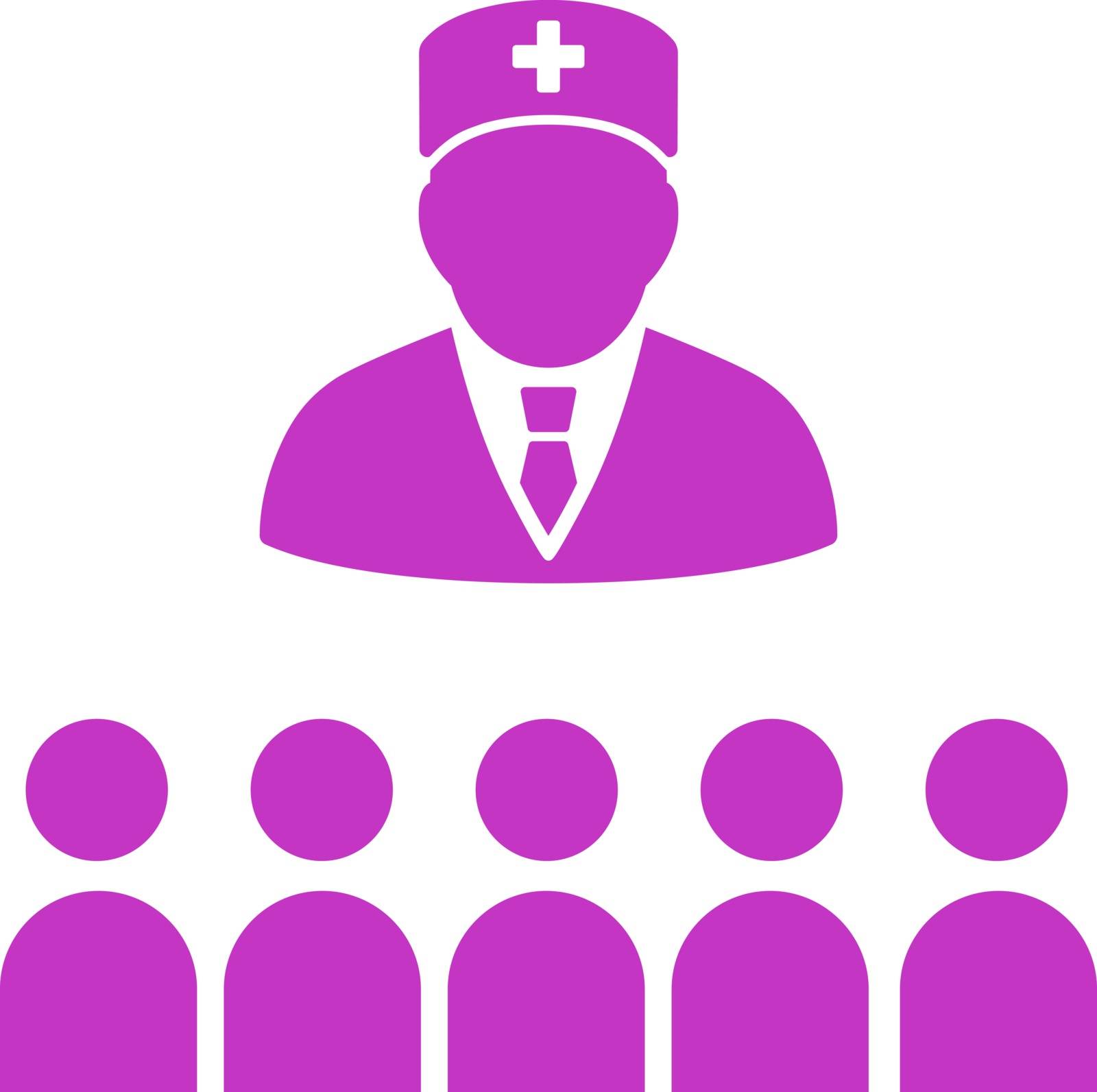 Medical Class vector icon. Style is flat symbol, violet color, rounded angles, white background.