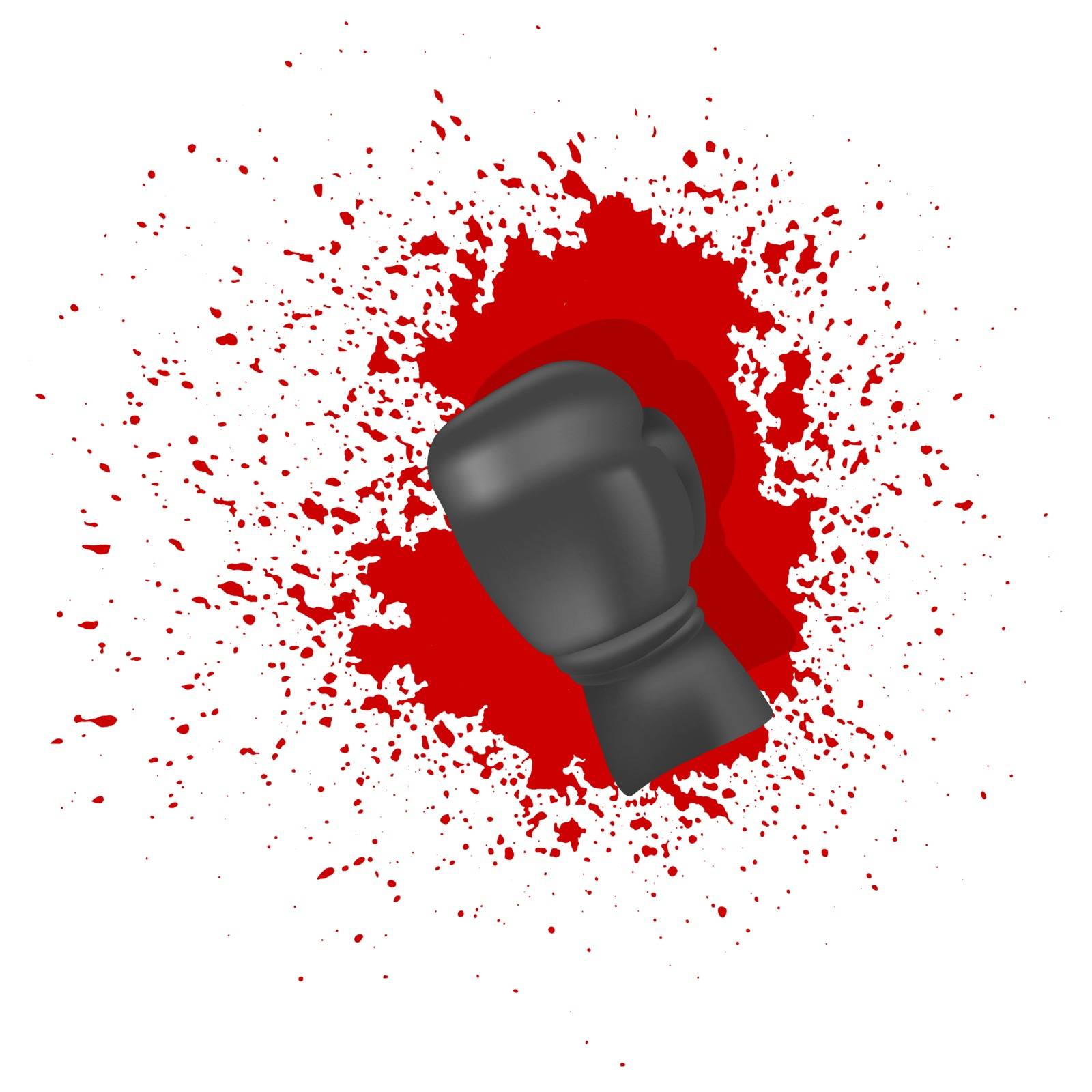 Single Boxing Glove on Blood Splatters Background