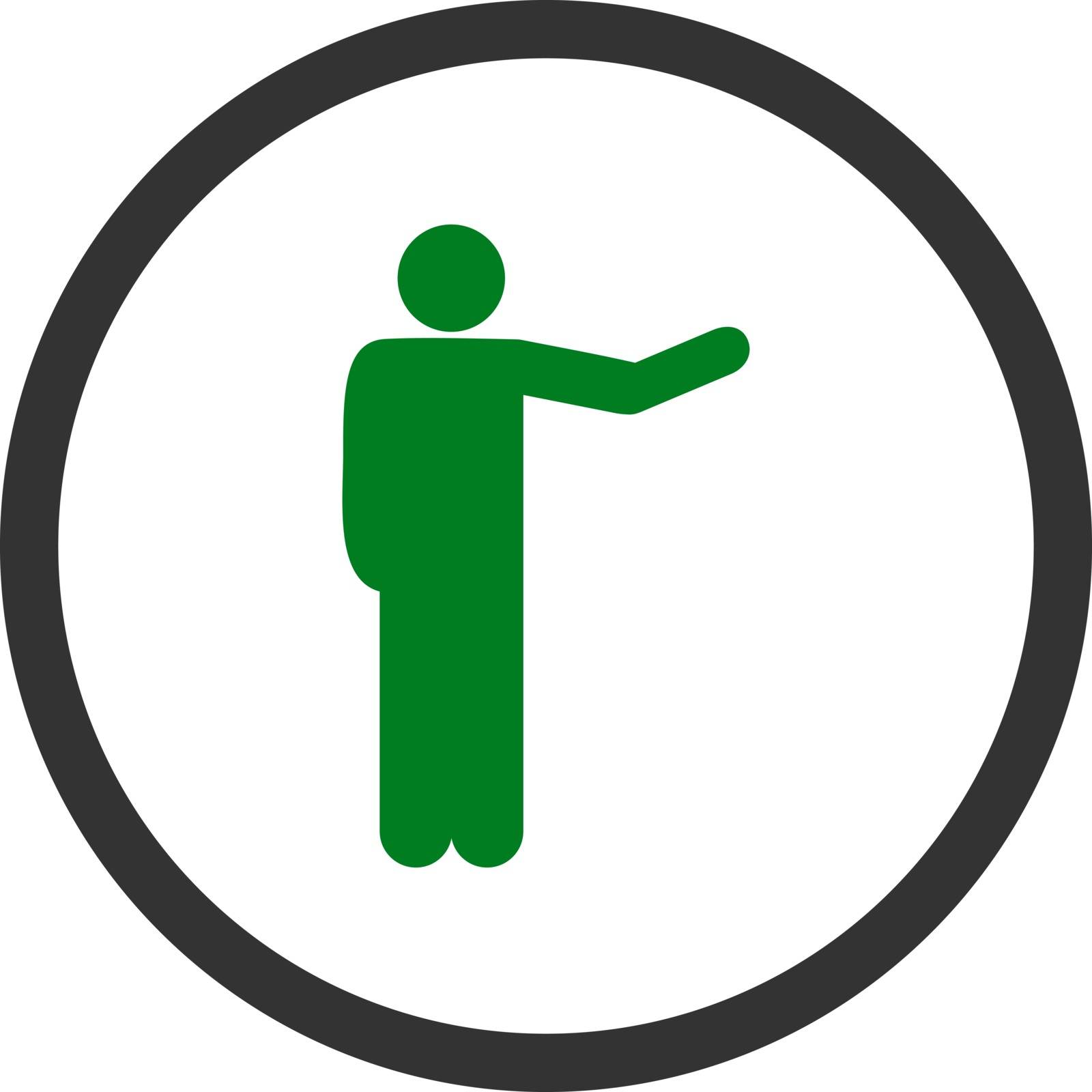 Show vector icon. This rounded flat symbol is drawn with green and gray colors on a white background.