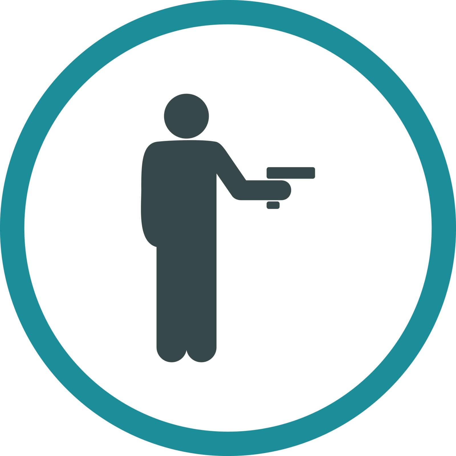 Robbery vector icon. This rounded flat symbol is drawn with soft blue colors on a white background.