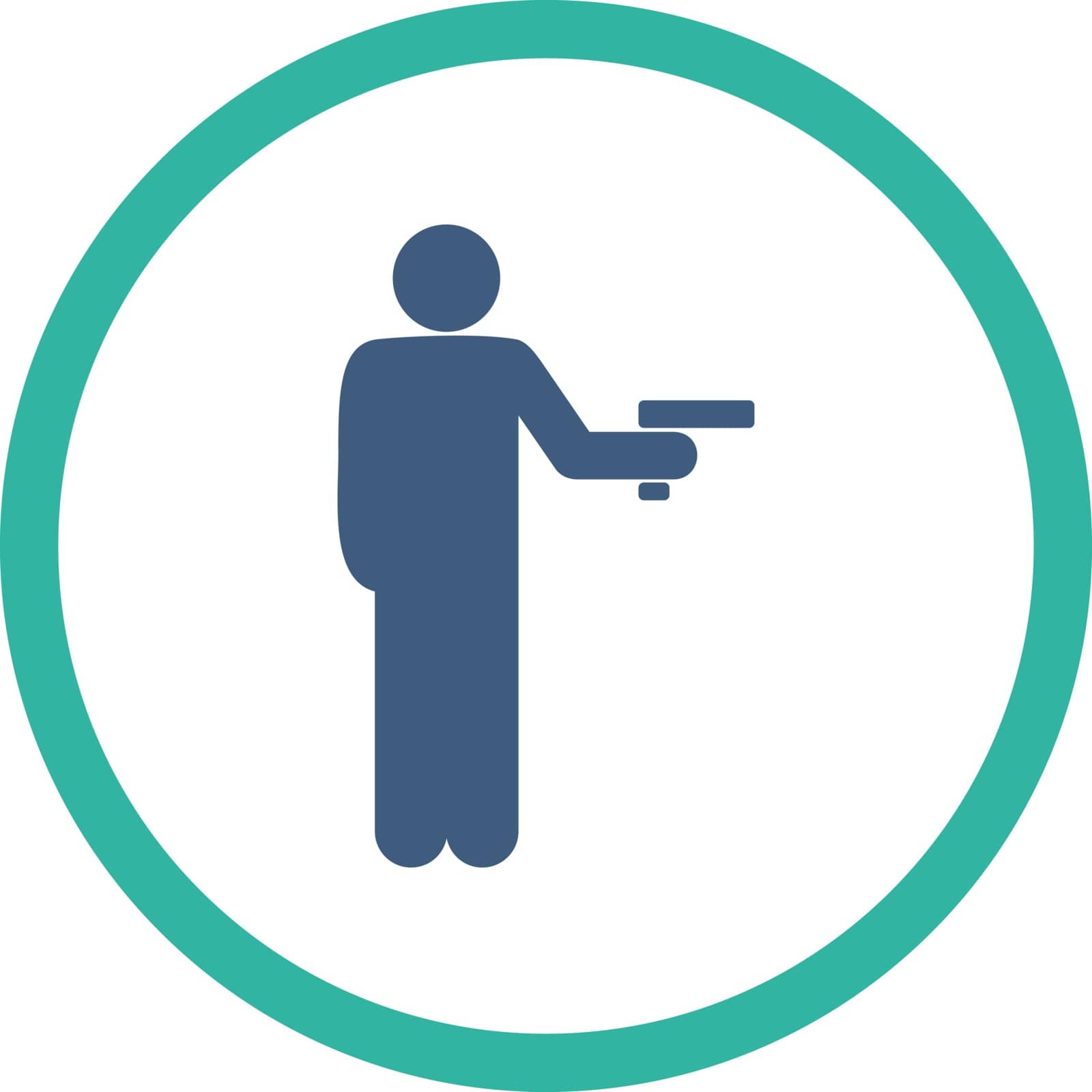Robbery vector icon. This rounded flat symbol is drawn with cobalt and cyan colors on a white background.