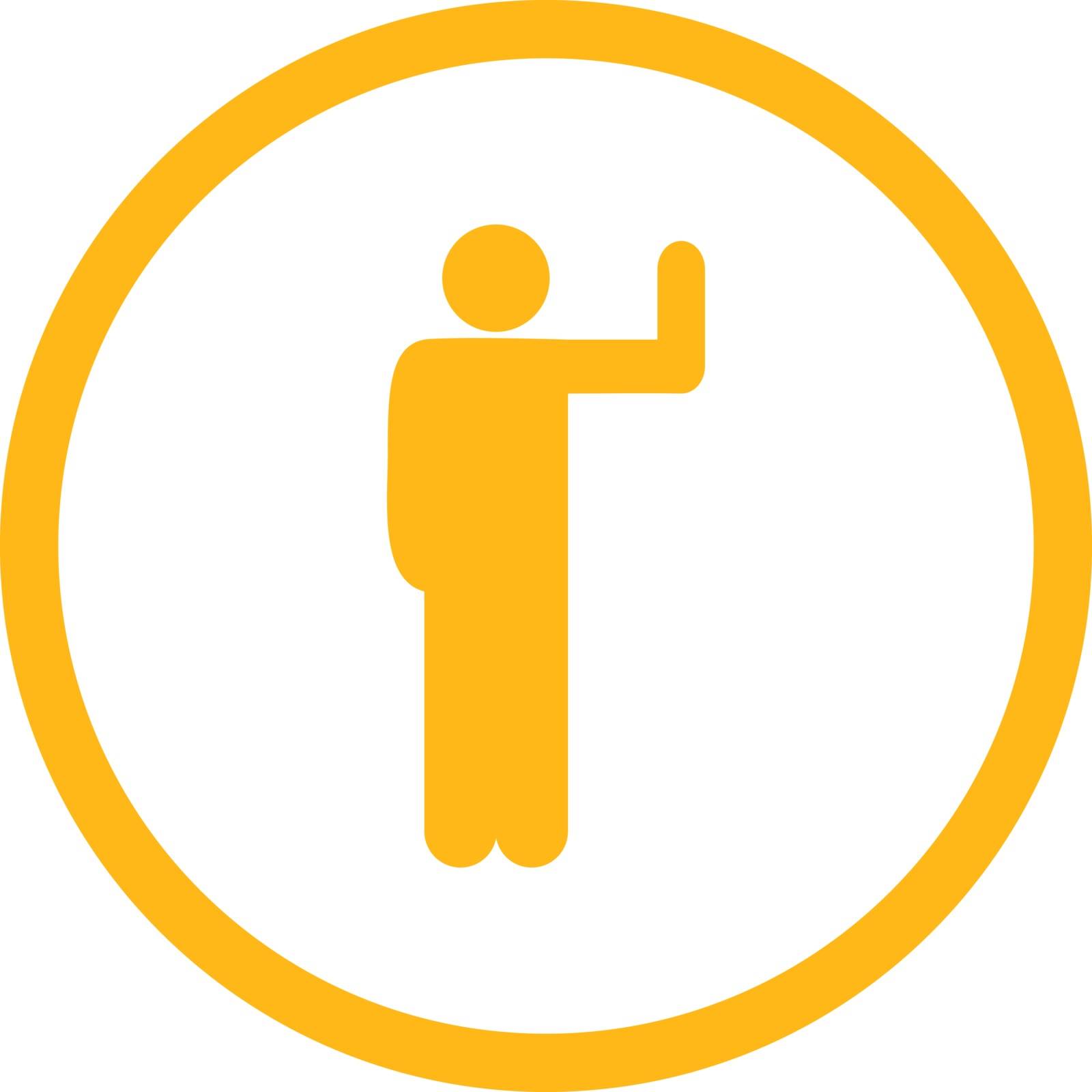 Vote vector icon. This rounded flat symbol is drawn with yellow color on a white background.