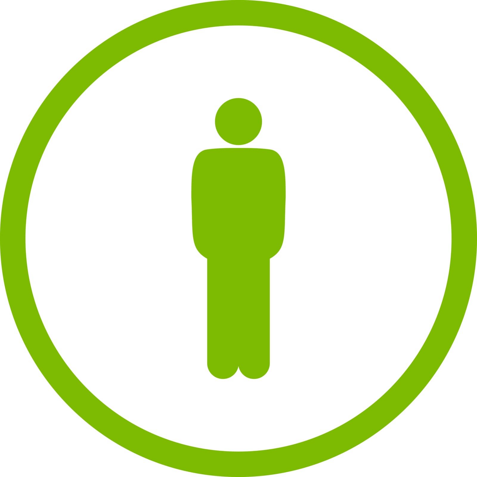 Standing vector icon. This rounded flat symbol is drawn with eco green color on a white background.
