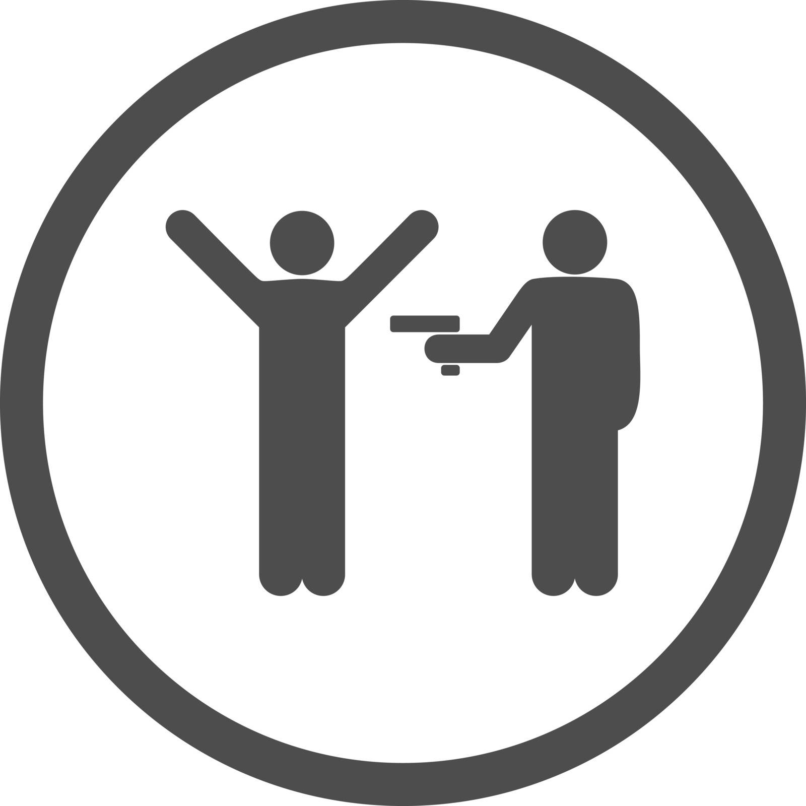 Crime vector icon. This rounded flat symbol is drawn with gray color on a white background.