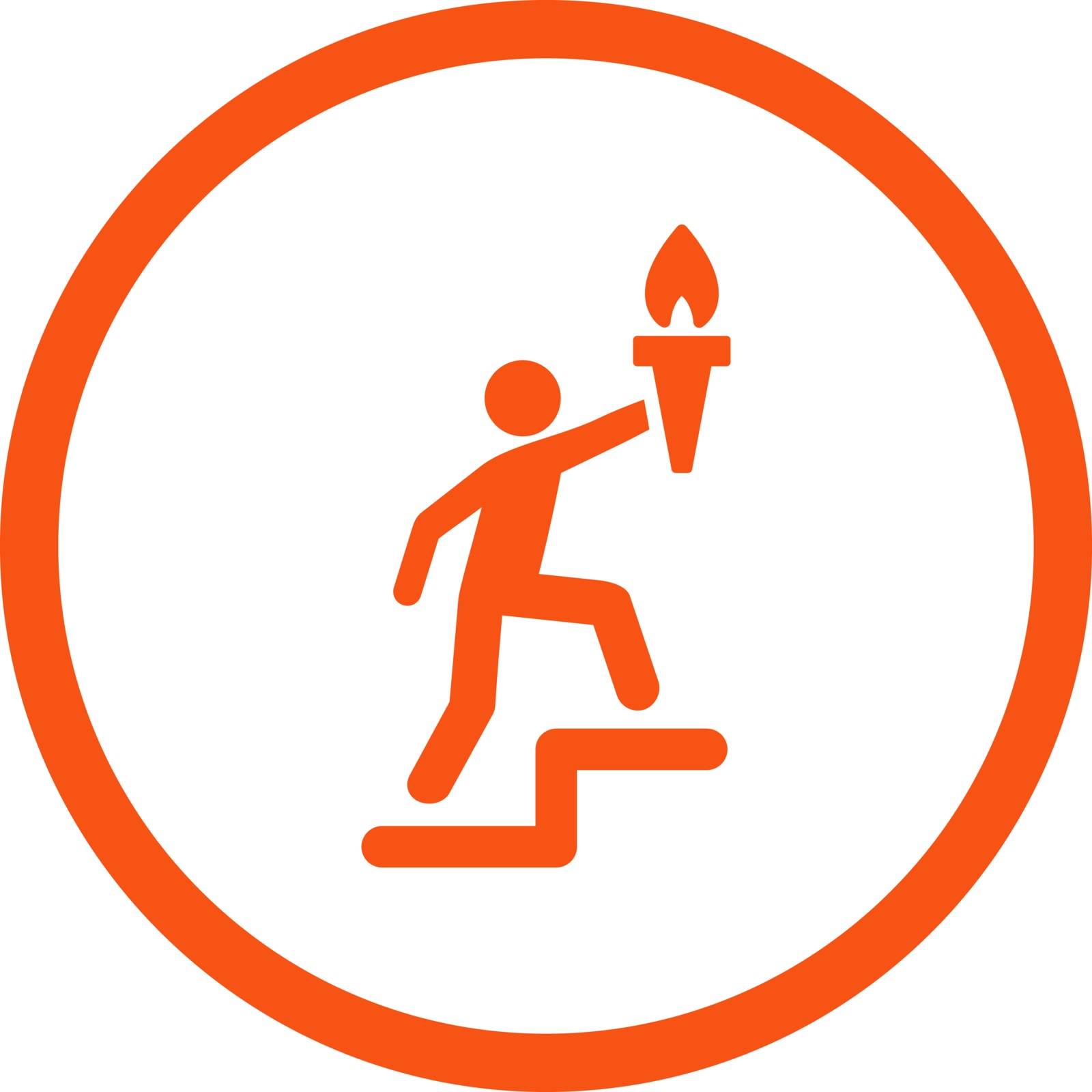 Leader vector icon. This rounded flat symbol is drawn with orange color on a white background.