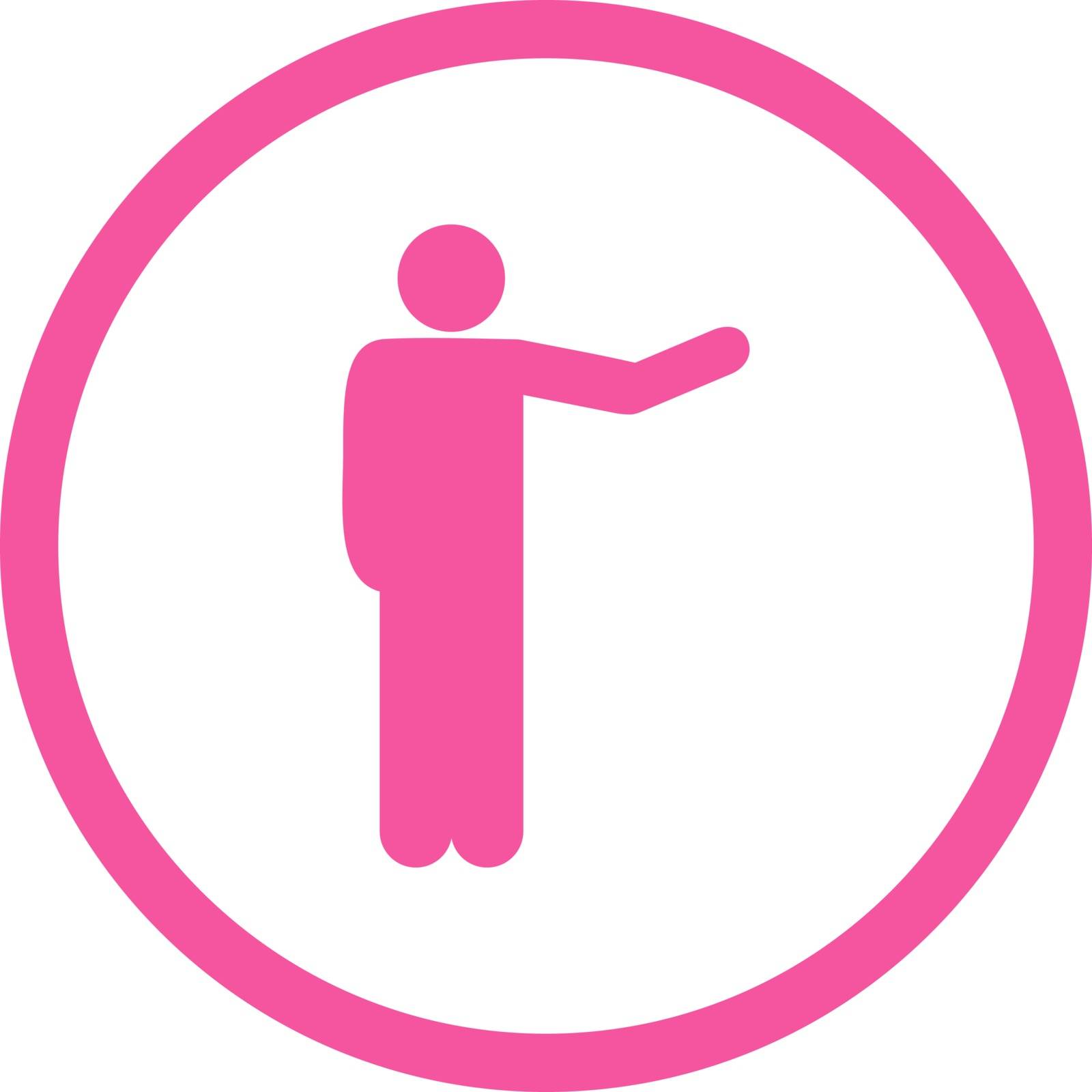 Show vector icon. This rounded flat symbol is drawn with pink color on a white background.