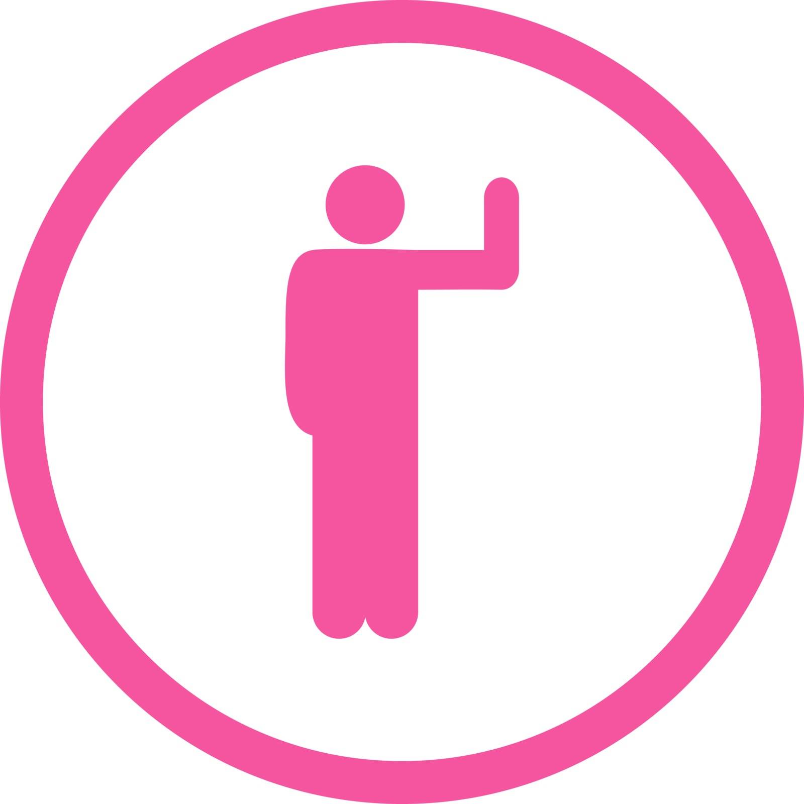 Vote vector icon. This rounded flat symbol is drawn with pink color on a white background.