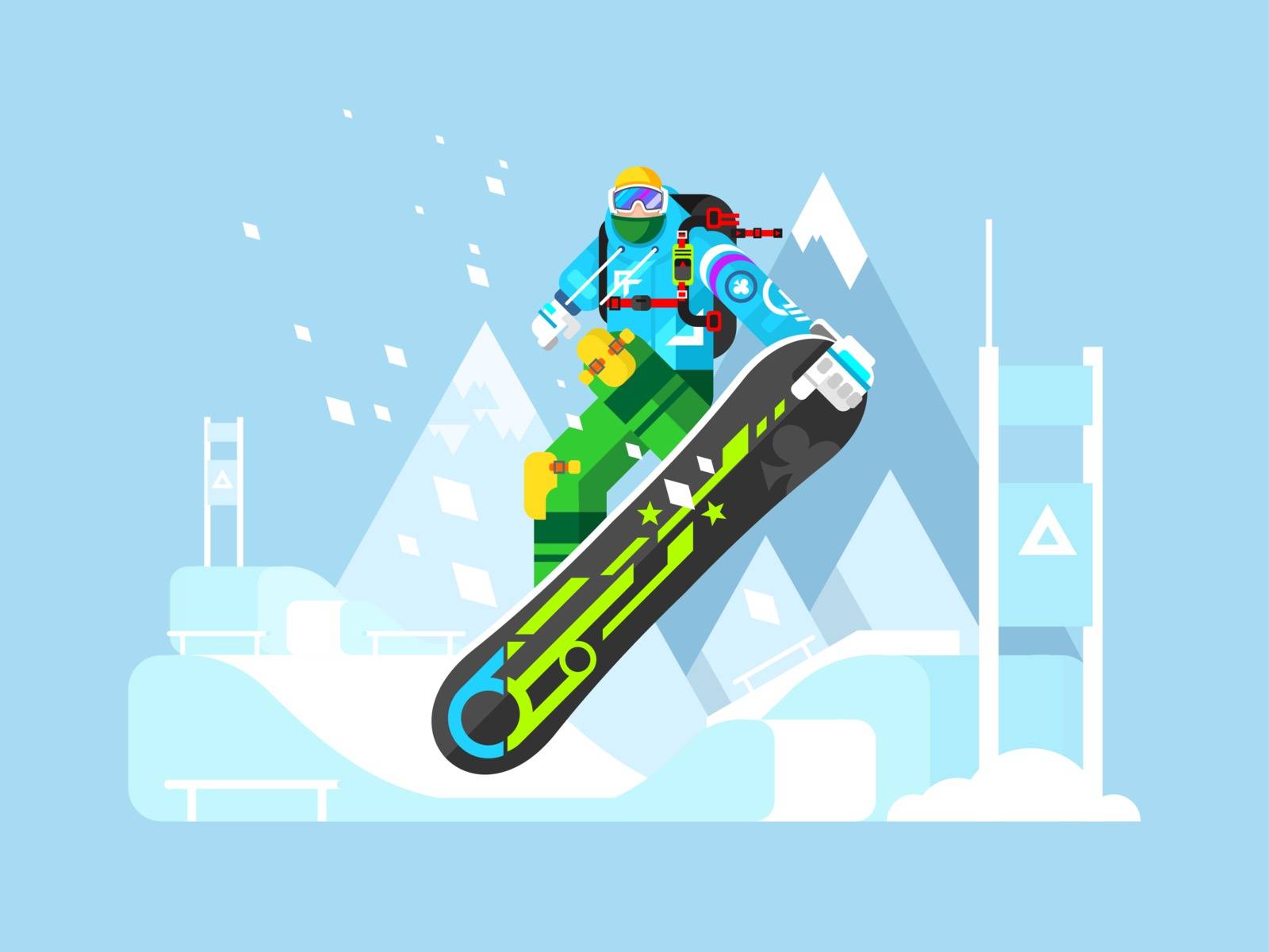 Snowboarder cartoon character  by jossdiim