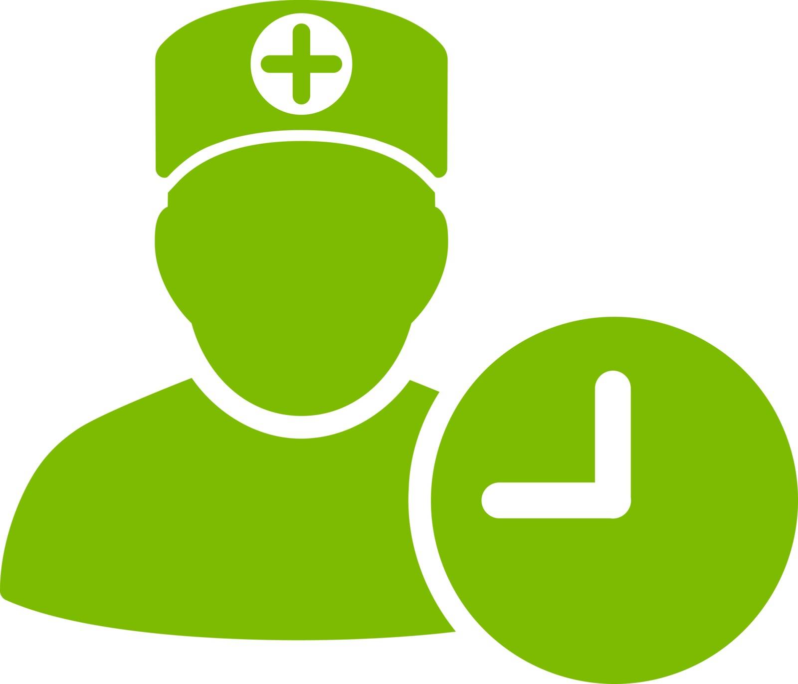Doctor Schedule vector icon. Style is flat symbol, eco green color, rounded angles, white background.
