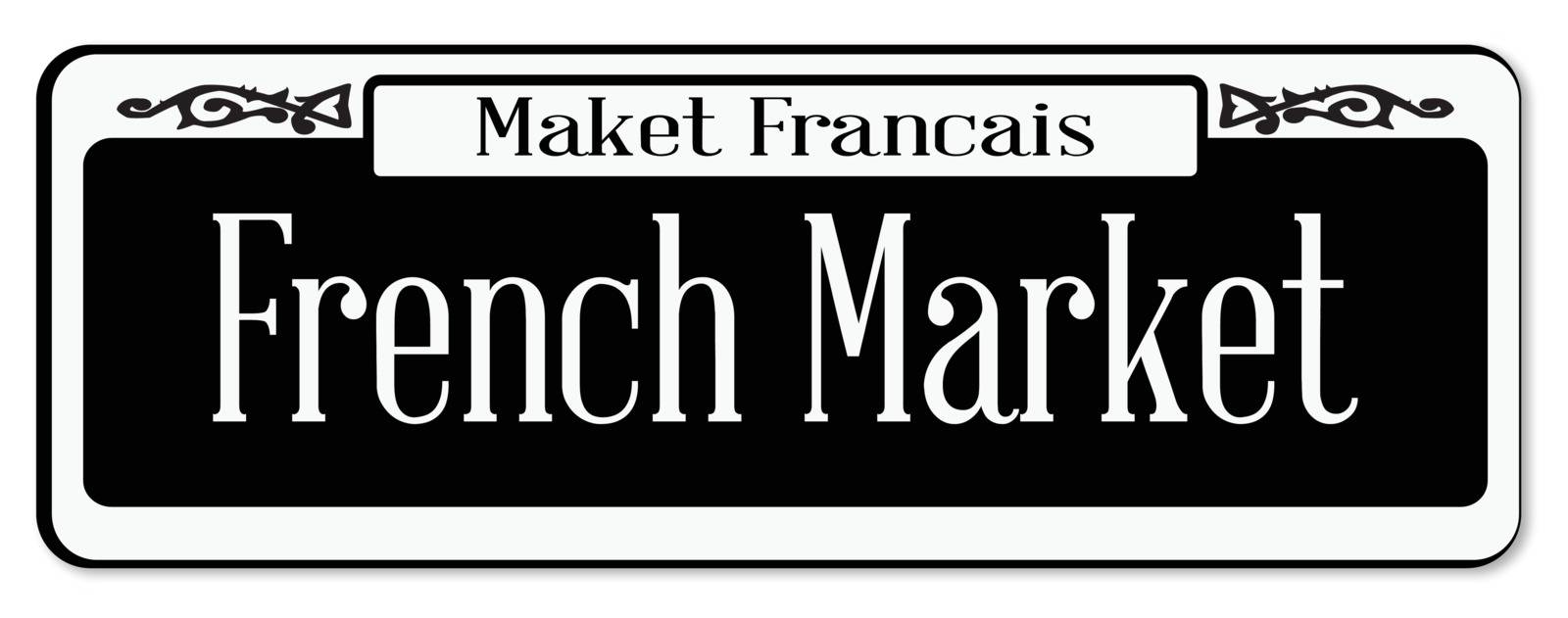 New Orleons street sign of Maket Francais over a white background
