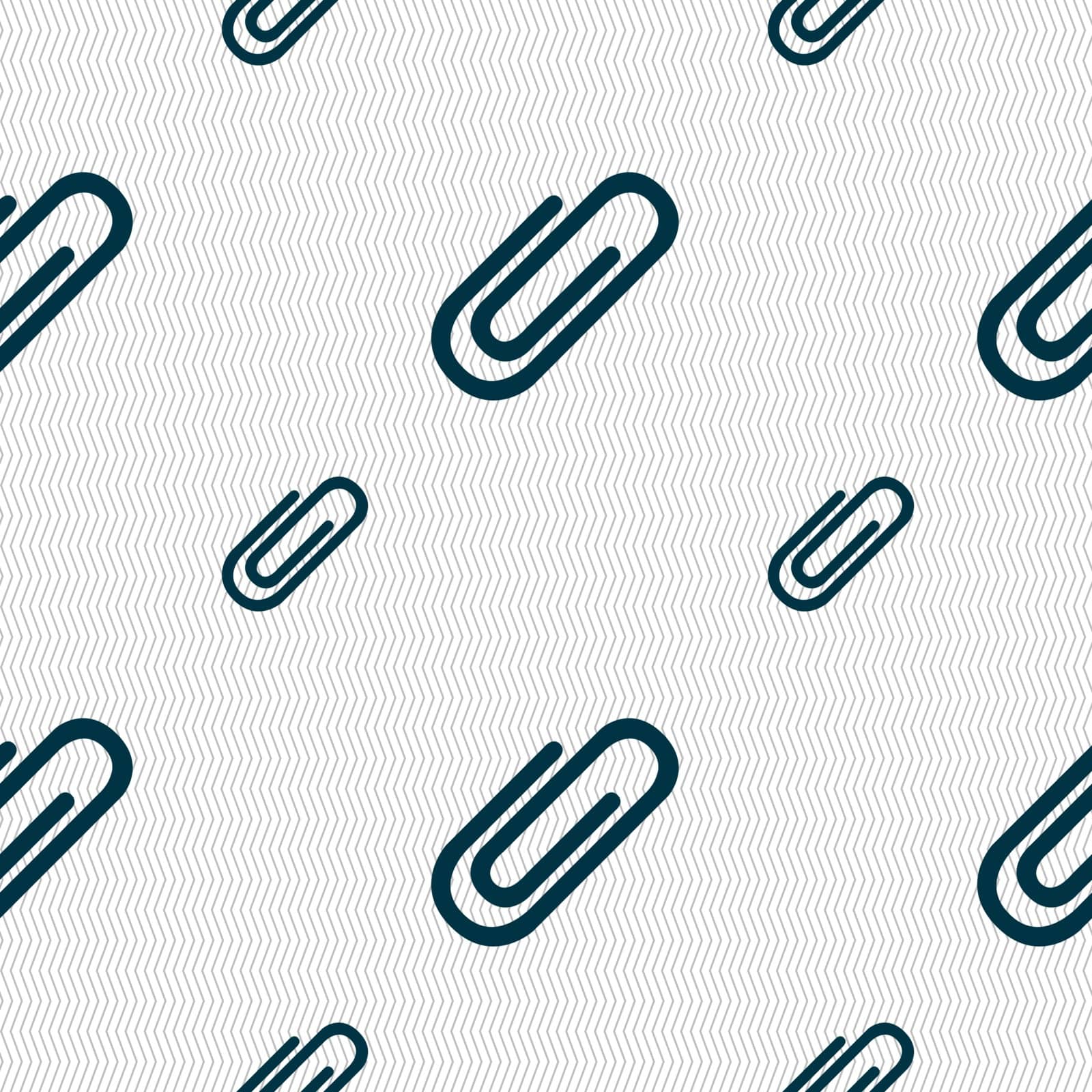 Paper clip sign icon. Clip symbol. Seamless pattern with geometric texture. Vector illustration
