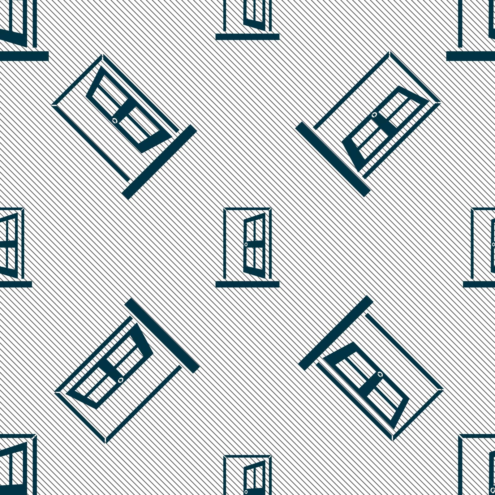Door, Enter or exit icon sign. Seamless pattern with geometric texture. Vector by serhii_lohvyniuk