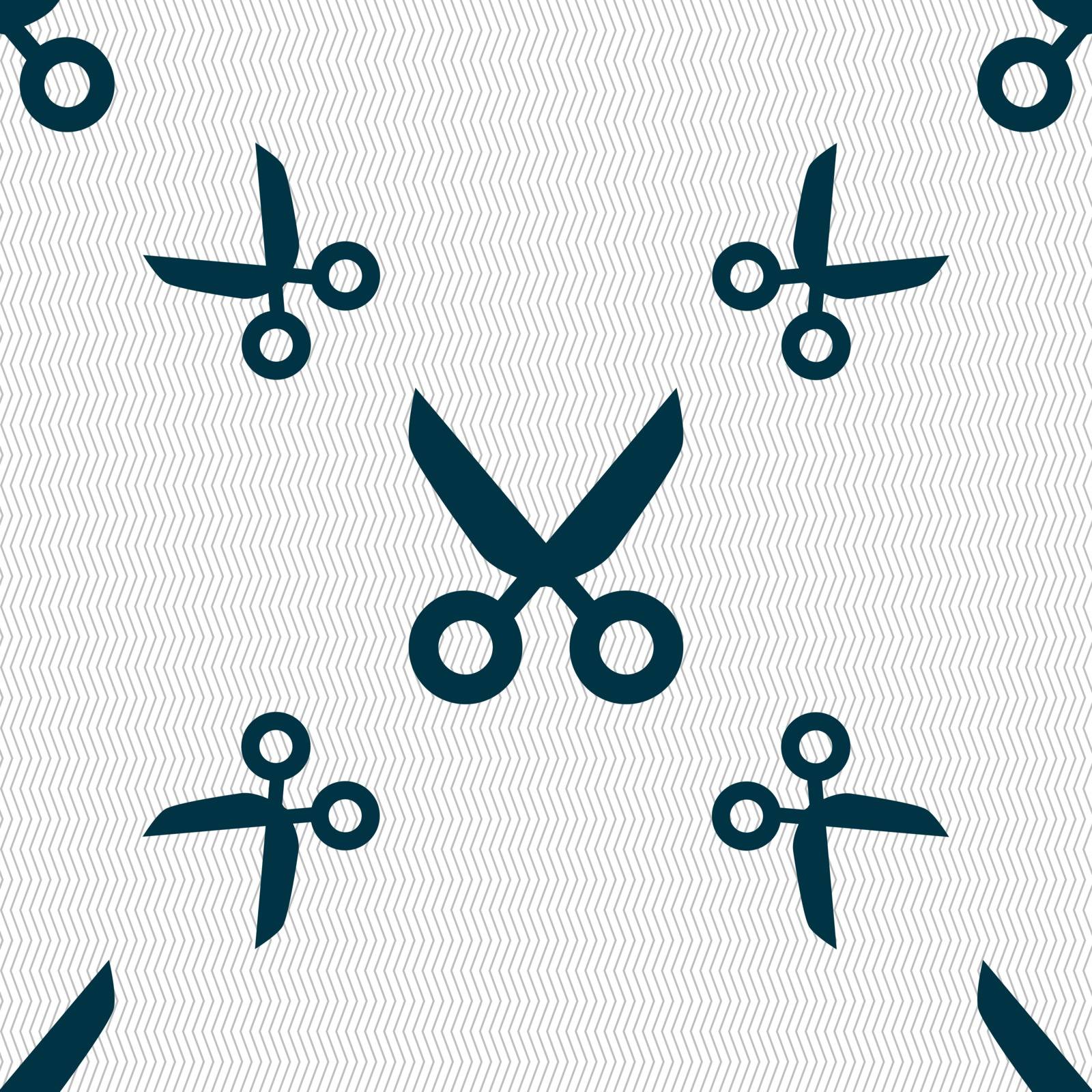 Scissors hairdresser sign icon. Tailor symbol. Seamless pattern with geometric texture. Vector by serhii_lohvyniuk
