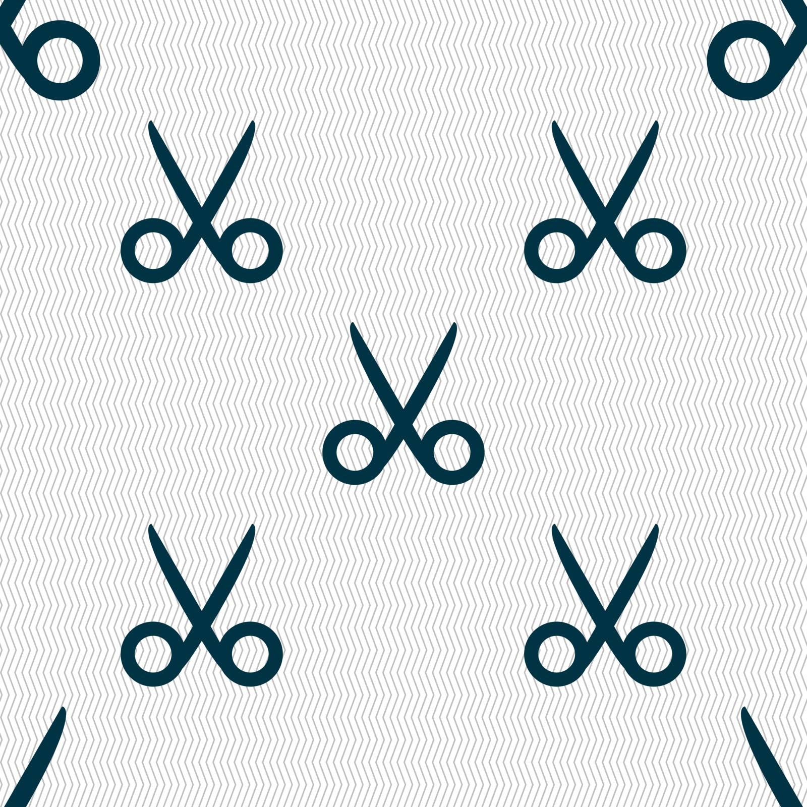 Scissors hairdresser sign icon. Tailor symbol. Seamless abstract background with geometric shapes. Vector by serhii_lohvyniuk