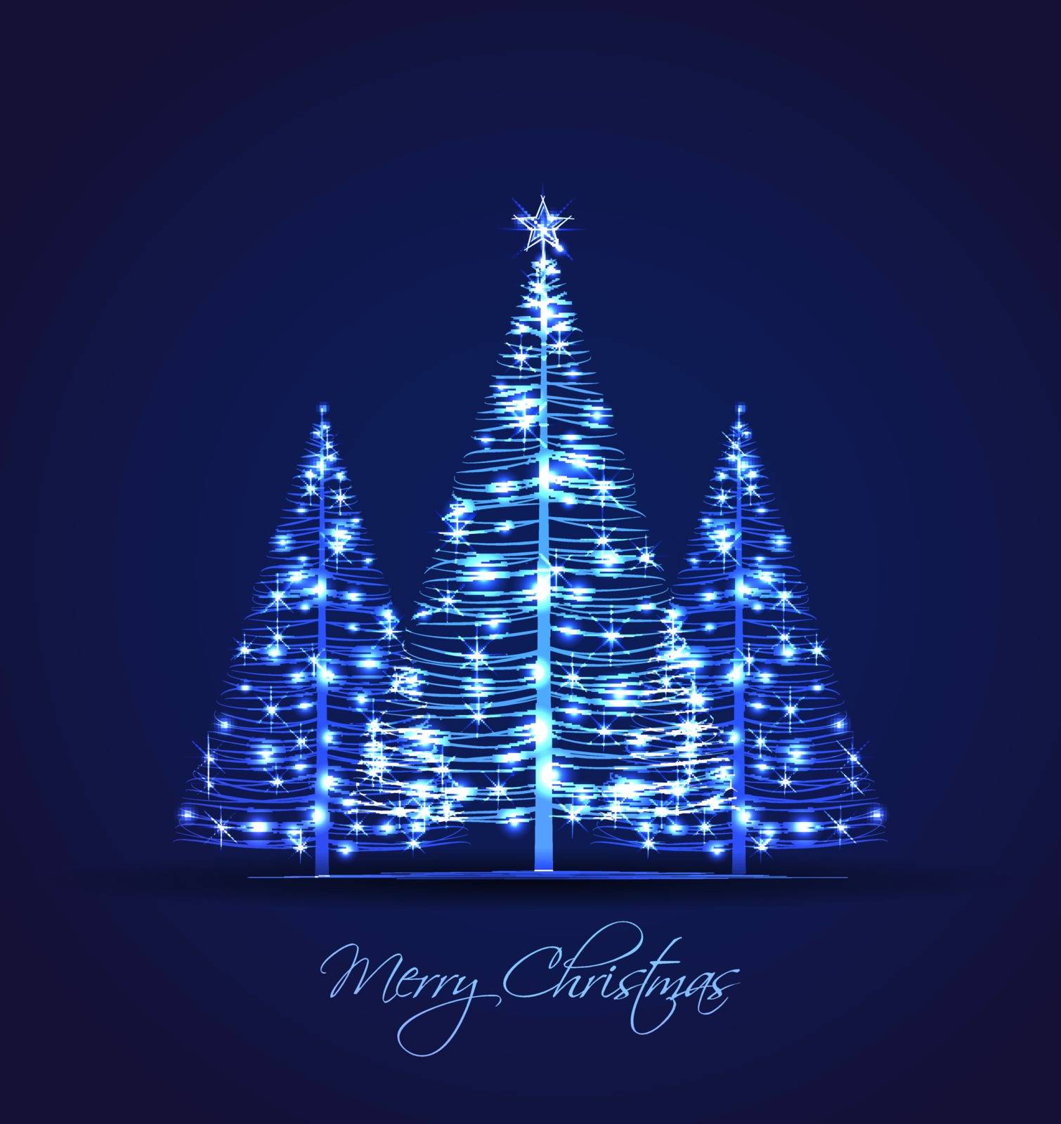 Vector Christmas trees on a blue background