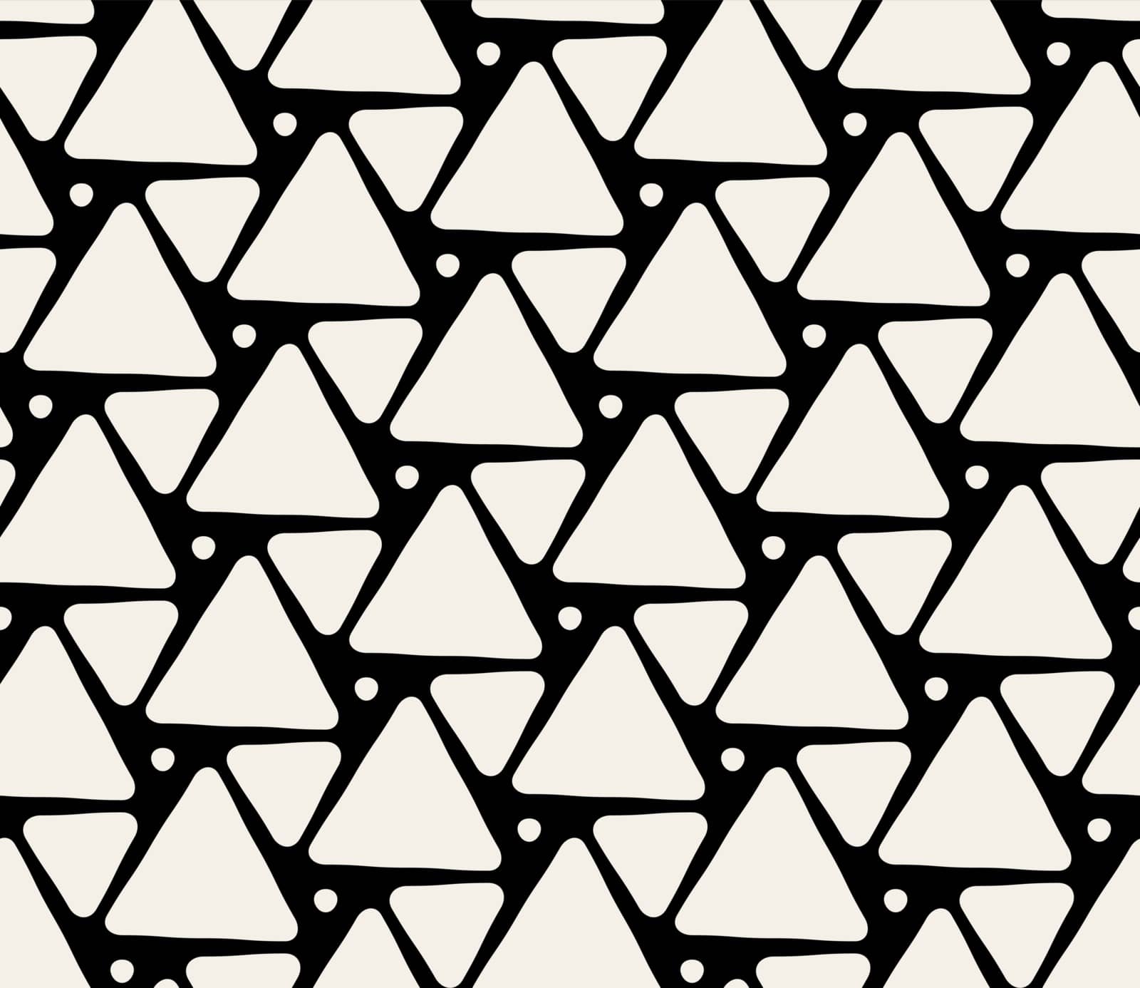 Vector Seamless Black And White Rounded Triangle Circle Pattern Background