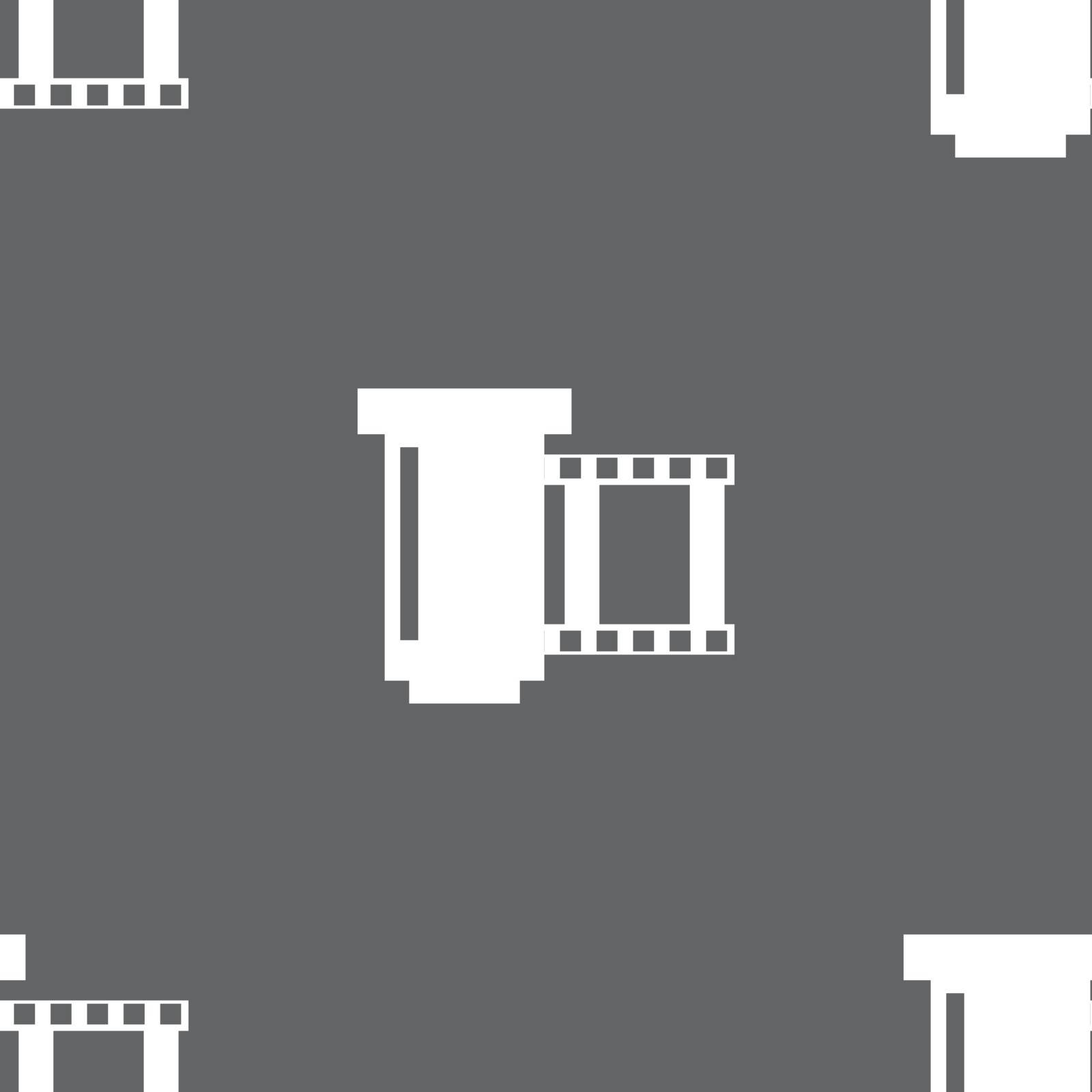negative films icon symbol. Seamless pattern on a gray background. Vector by serhii_lohvyniuk