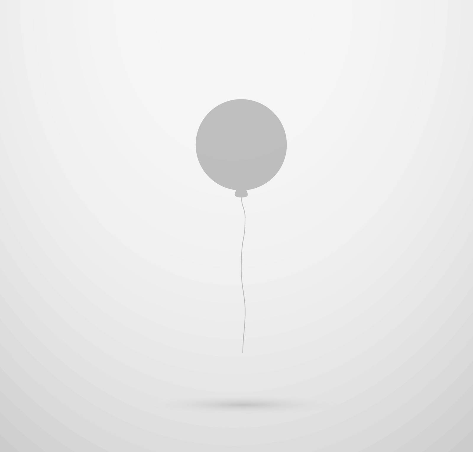 gray silhouette of the circle balloon on gray gradient background