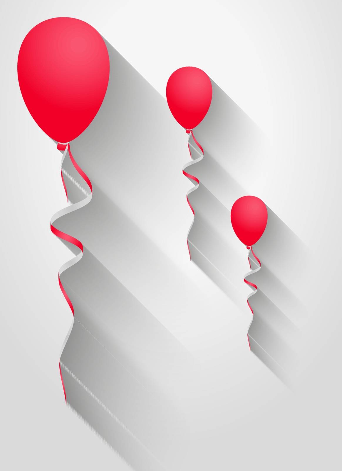 balloons with long shadow on gray gradient background