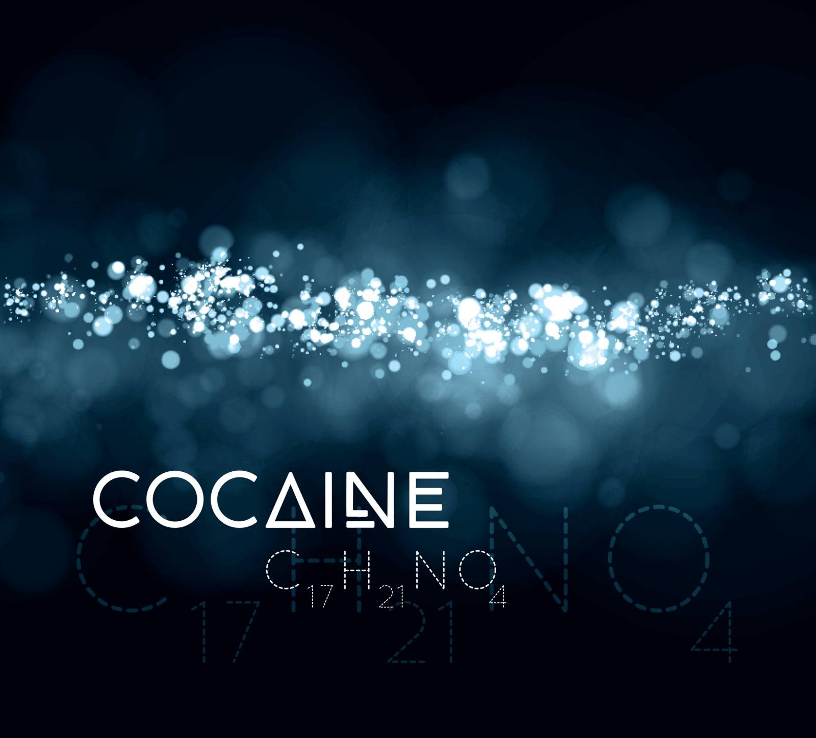Cocaine powder with the chemical formula. Vector illustration