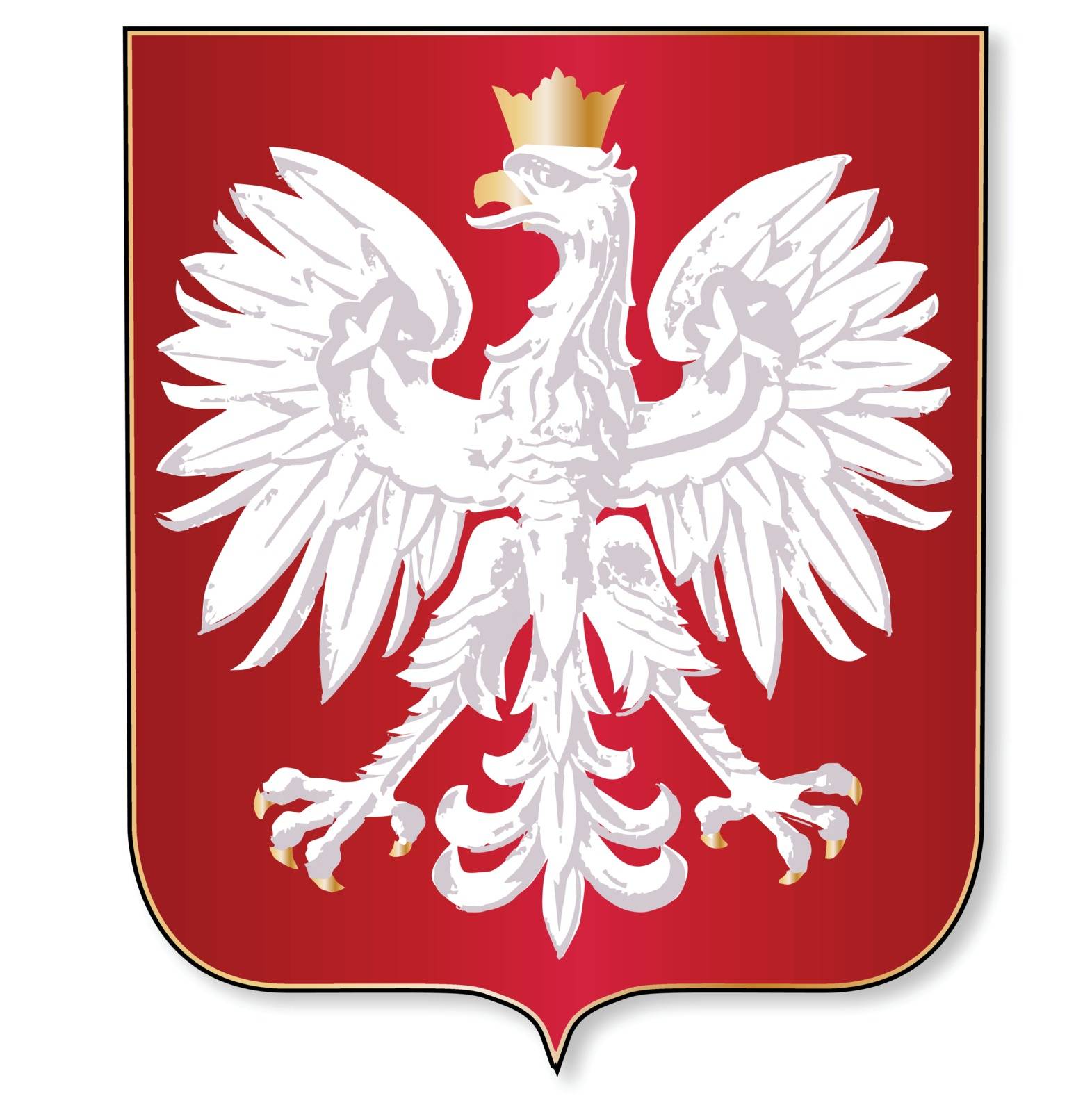 The polish crest upon a red shield over a white background