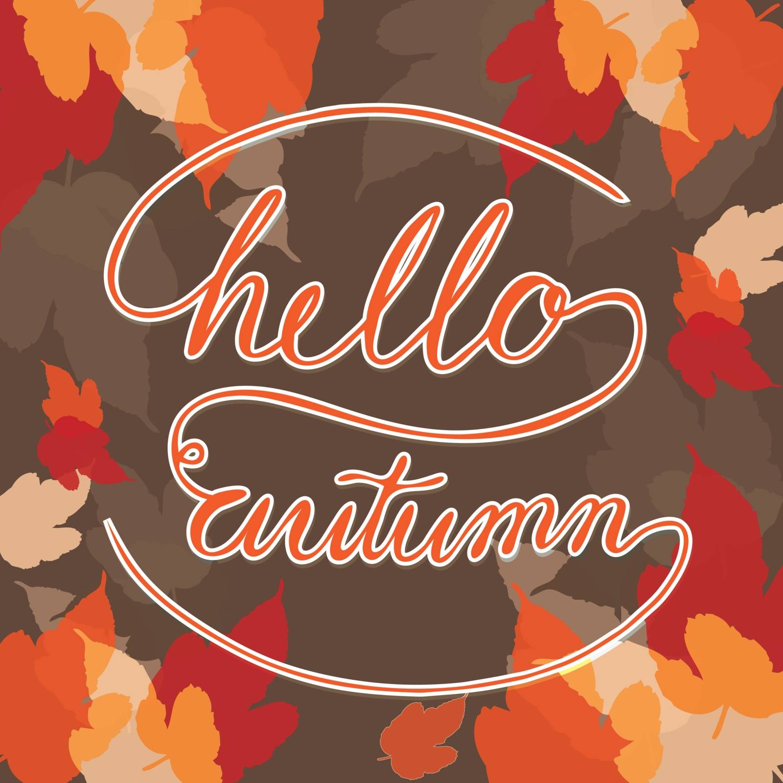 Hello Autumn Square with leaf background