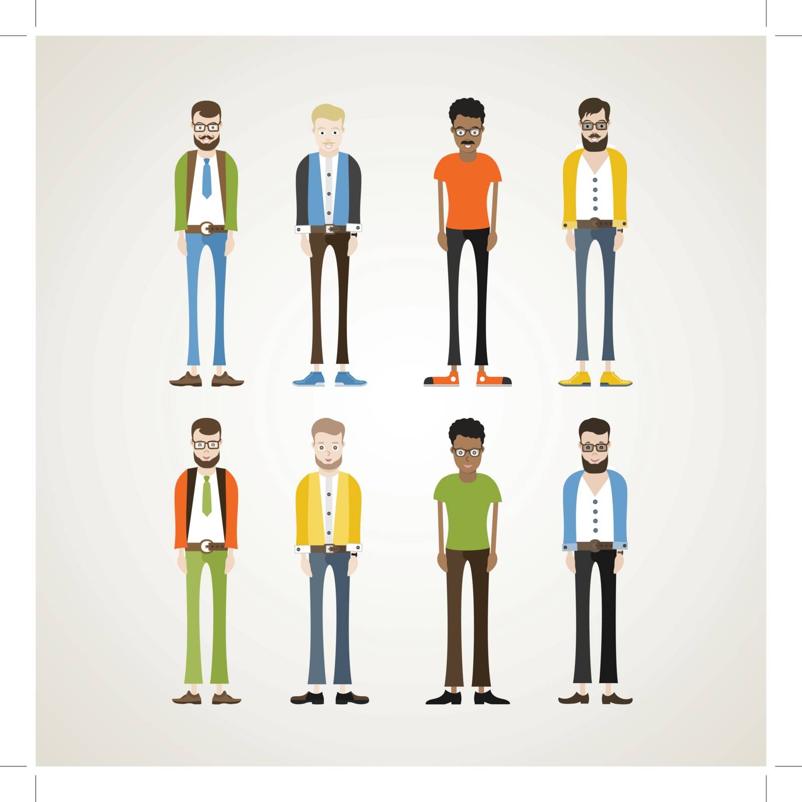 Male cartoon characters. Vector illustration