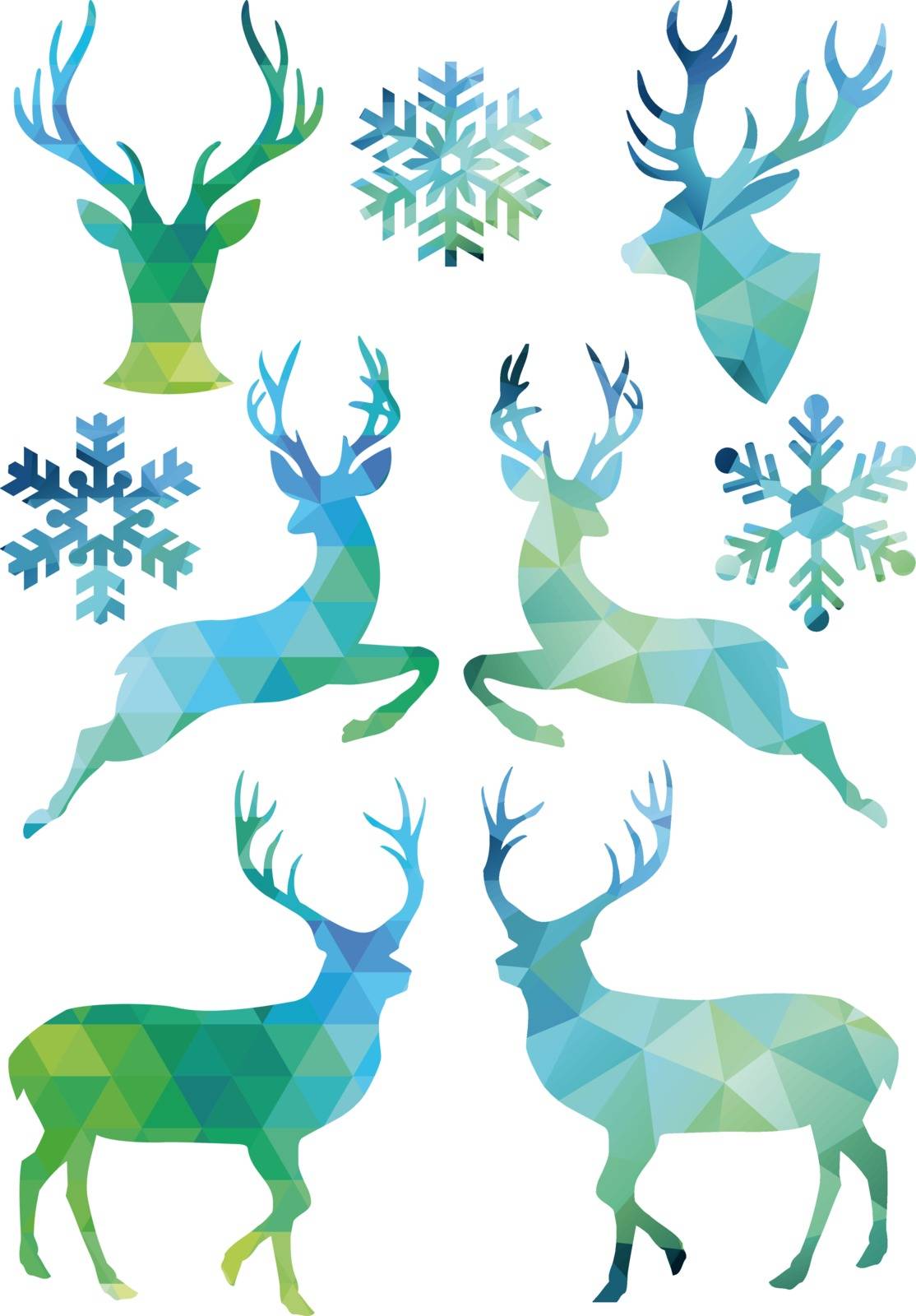 Geometric Christmas deer, vector set by dustypink