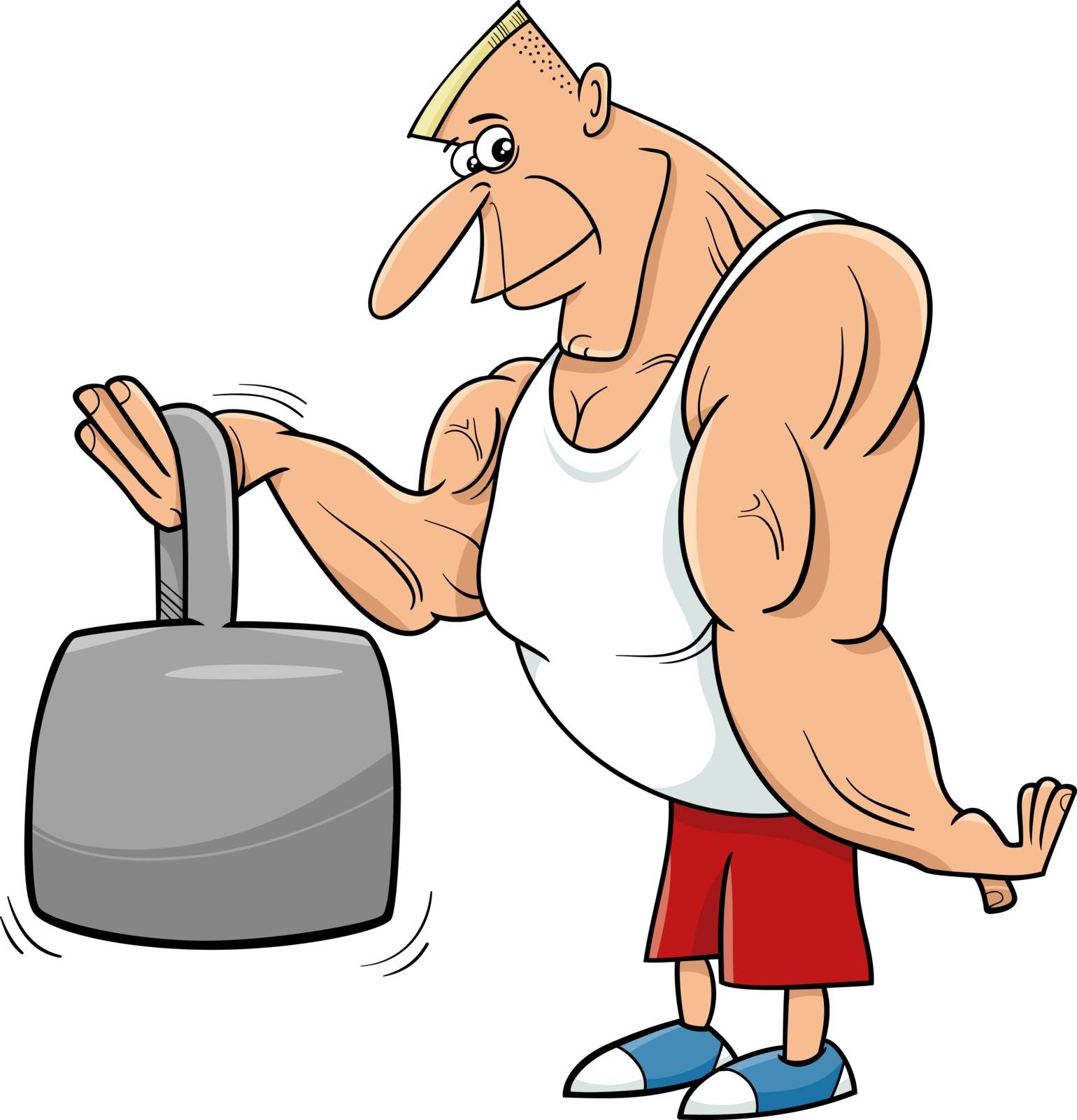 strong man athlete cartoon illustration by izakowski