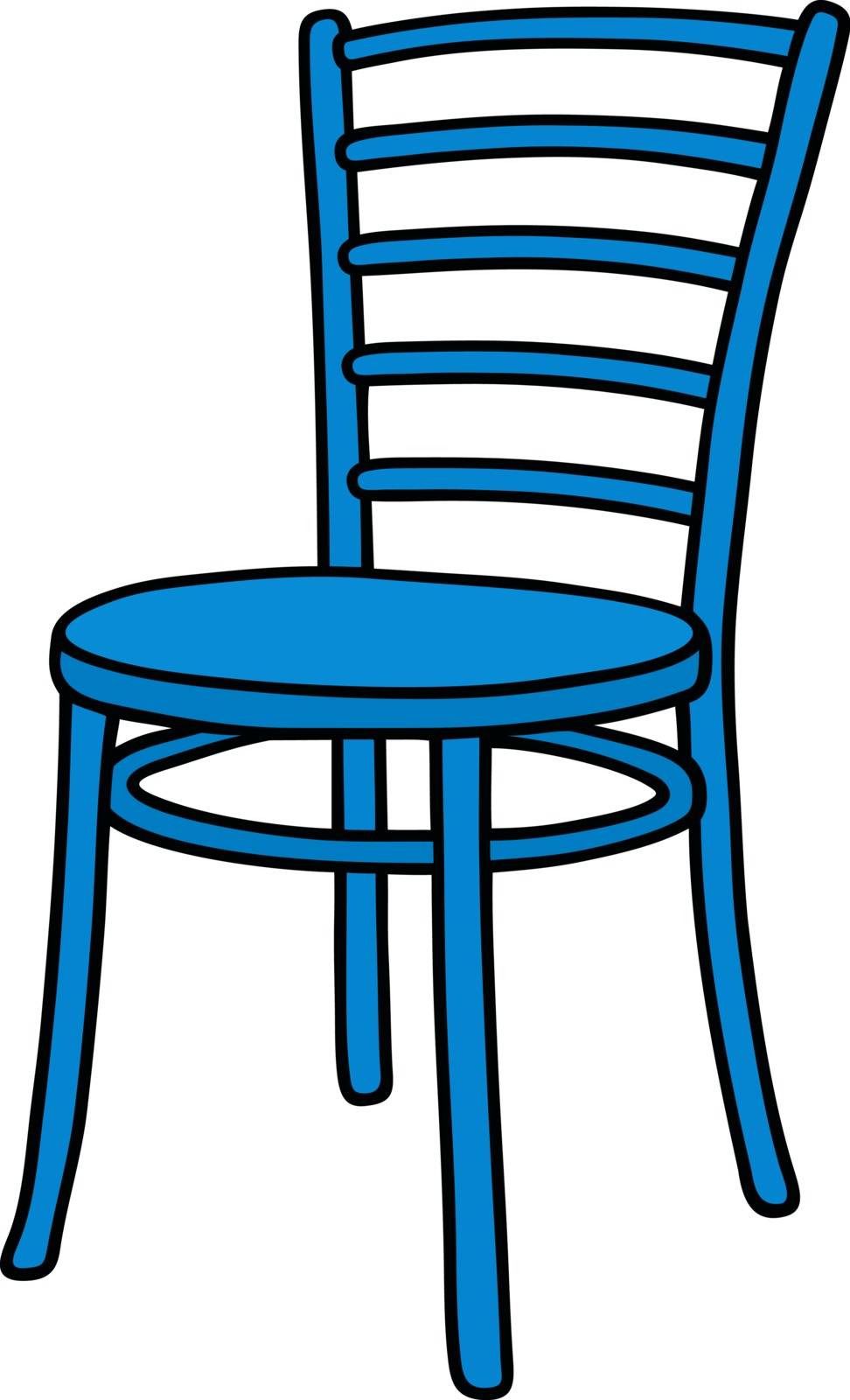 Hand drawing of a classic blue wooden chair