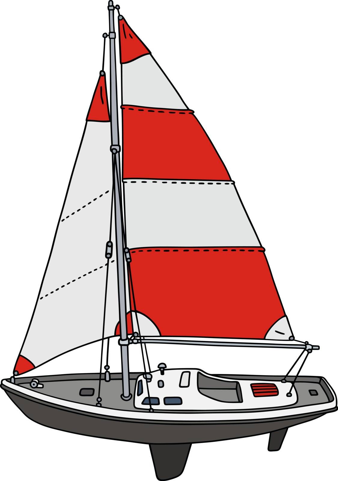 Hand drawing of a sailing yacht - not a real model