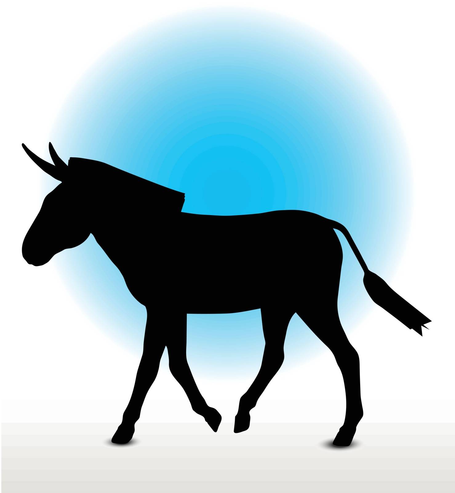 Vector Image, donkey silhouette, in walk pose, isolated on white background
