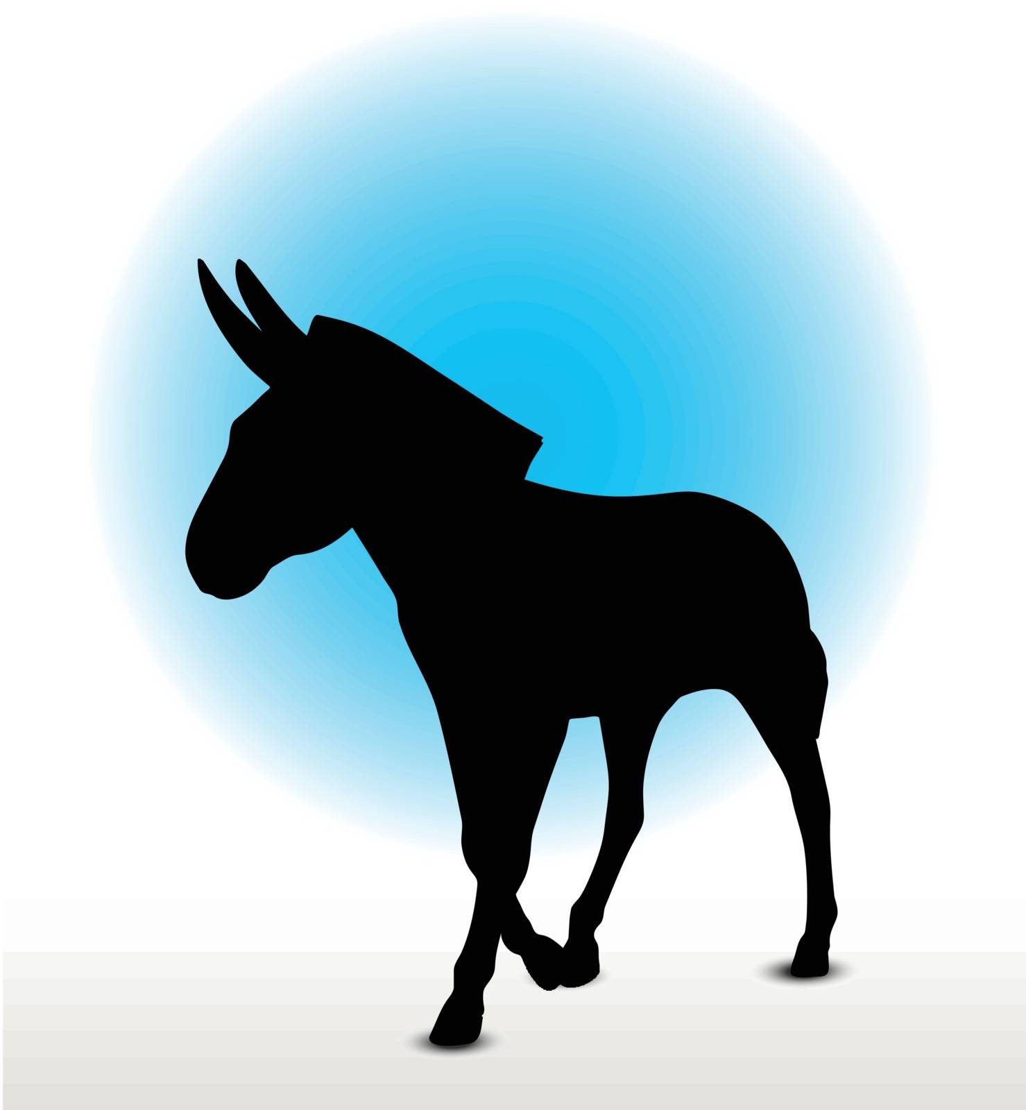 Vector Image, donkey silhouette, in walk pose, isolated on white background
