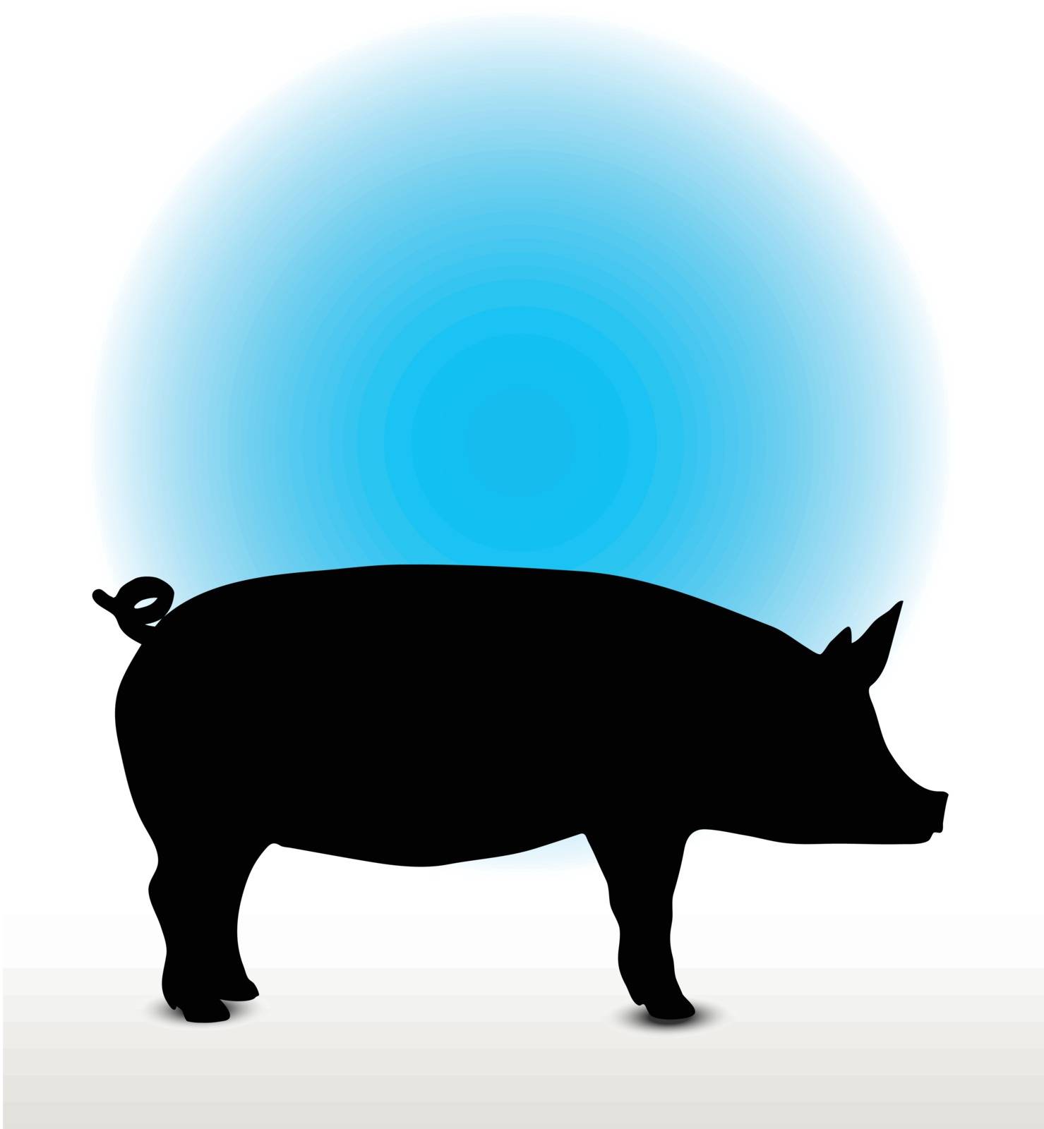Vector Image, pig silhouette, in Curl Tail pose, isolated on white background
