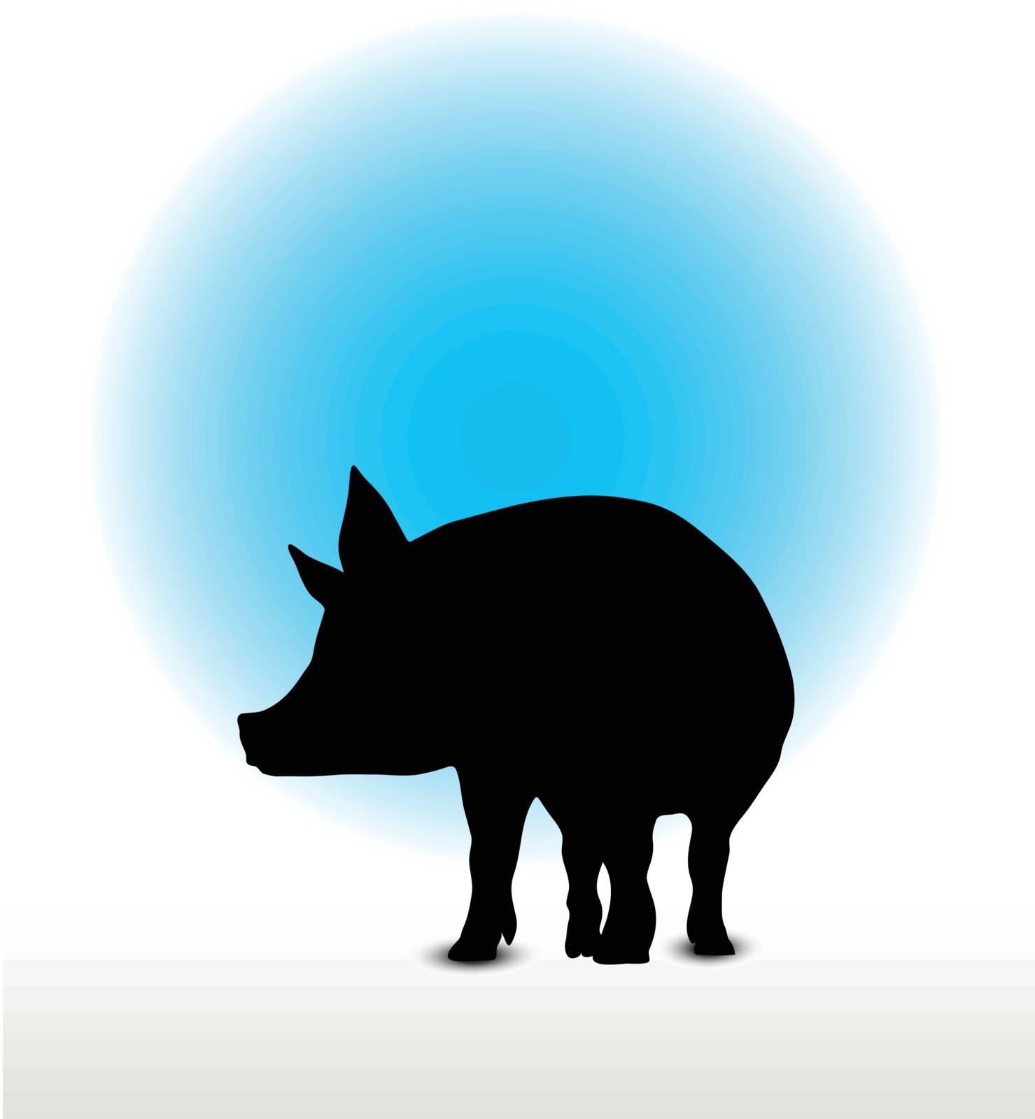 Vector Image, pig silhouette, in a standing position, isolated on white background
