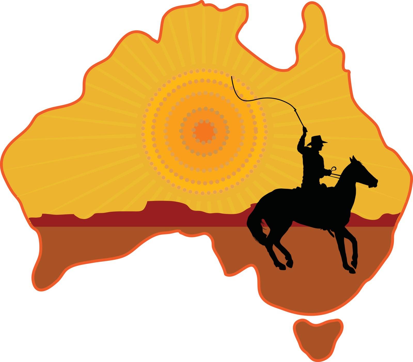 Map of Australia with a horseman