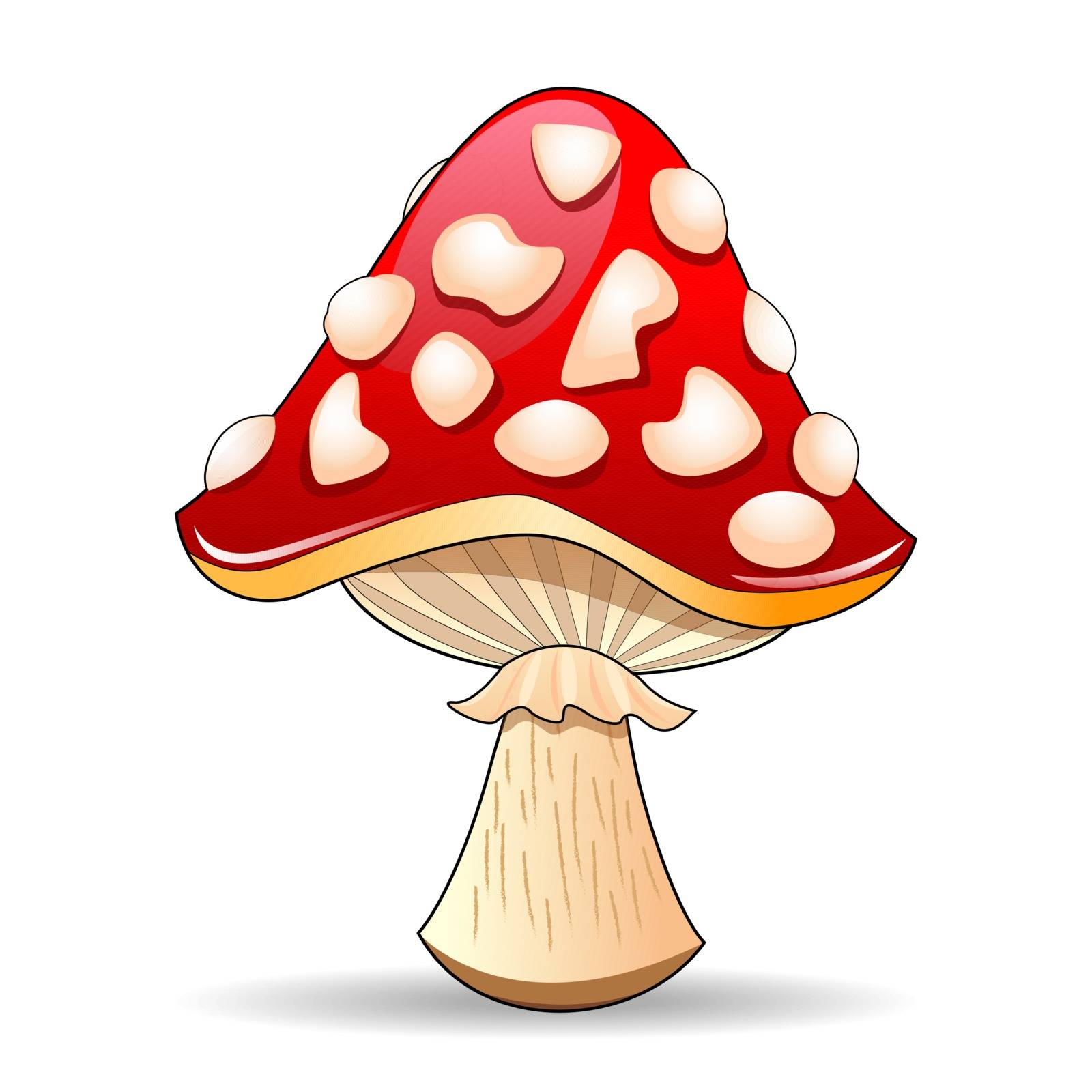 Mushroom amanita. Spotted red mushroom on a white background. Mushroom hat red with white spots.