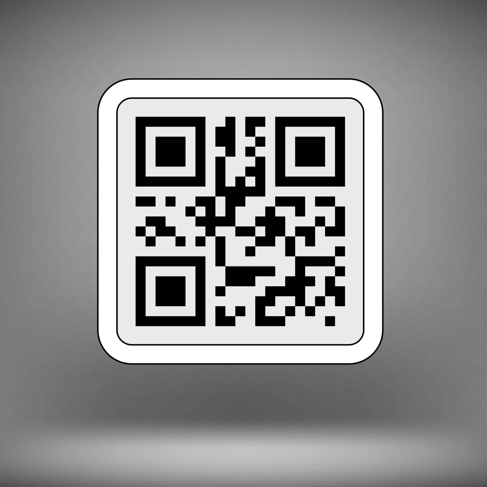Product Barcode 2d Square Label on Soft Grey Background. Sample QR Code Ready to Scan with Smart Phone