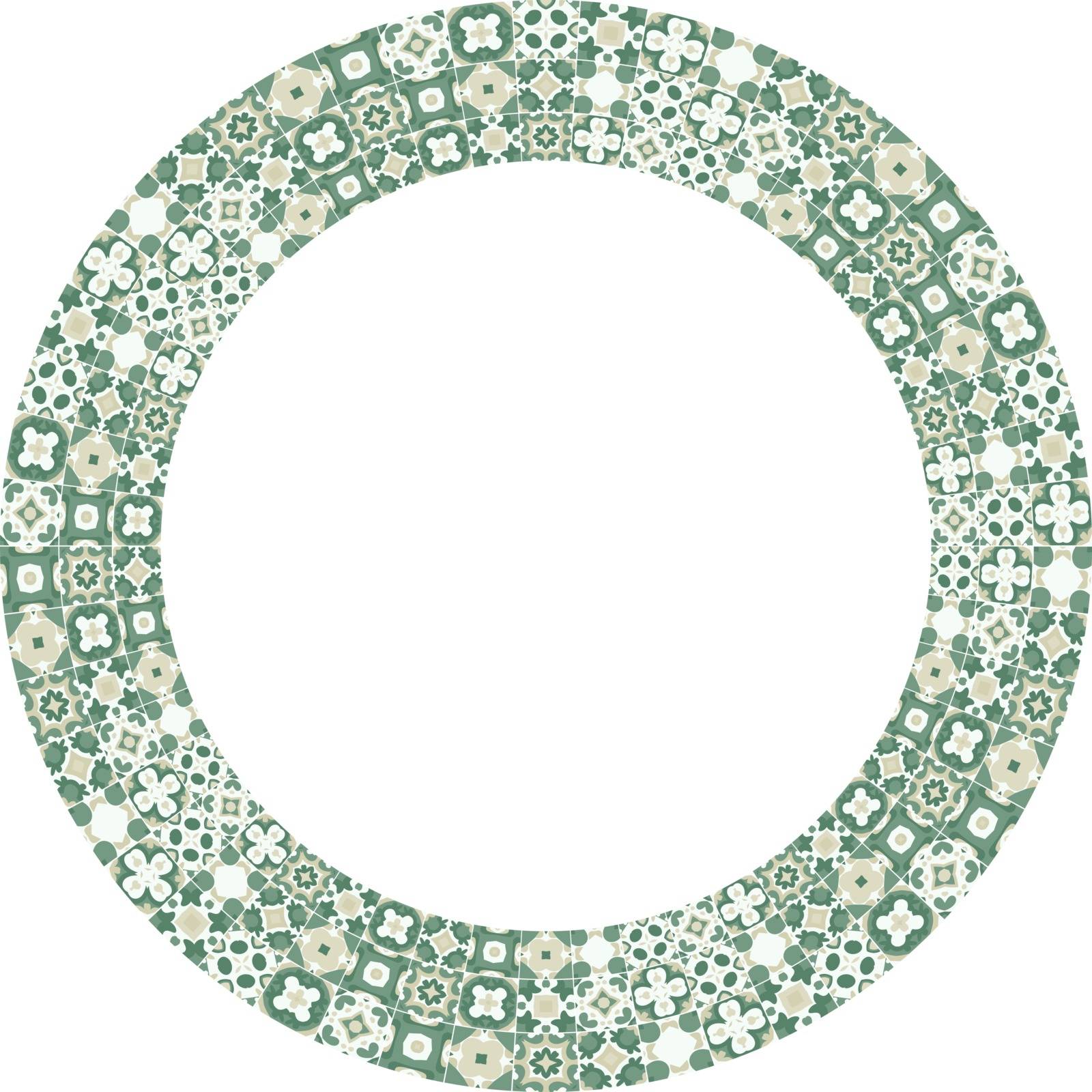 Decorative illustrated circle frame made of portuguese tiles