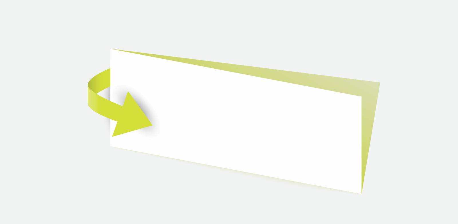 yellow arrow and blank paper with shadow on gray background