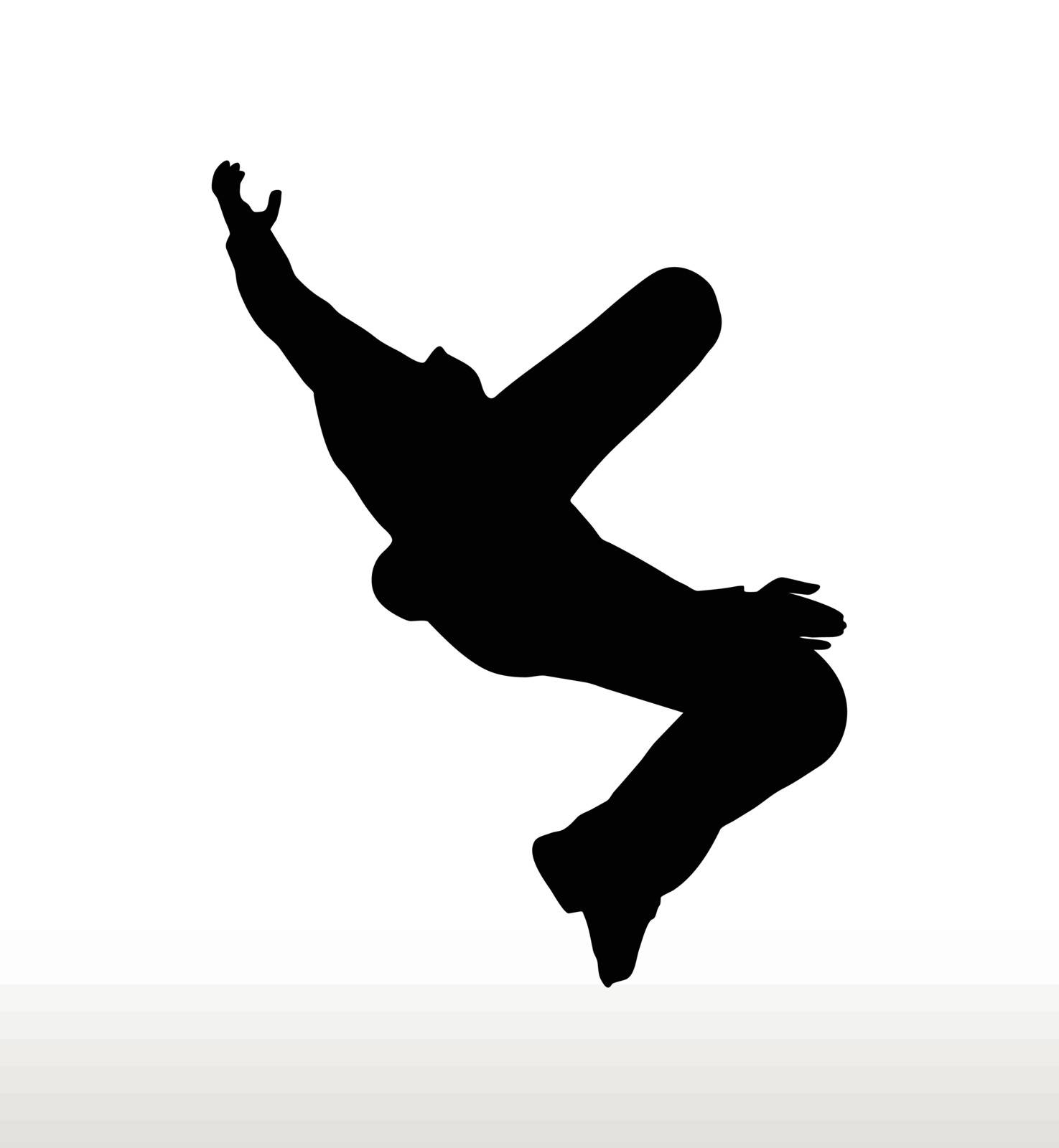 illustration in silhouette of businessman falling